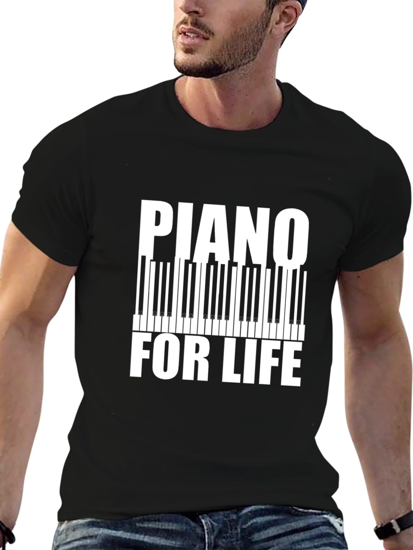 Black Piano For Life Graphic Tee - Music Lover's T-Shirt view 6