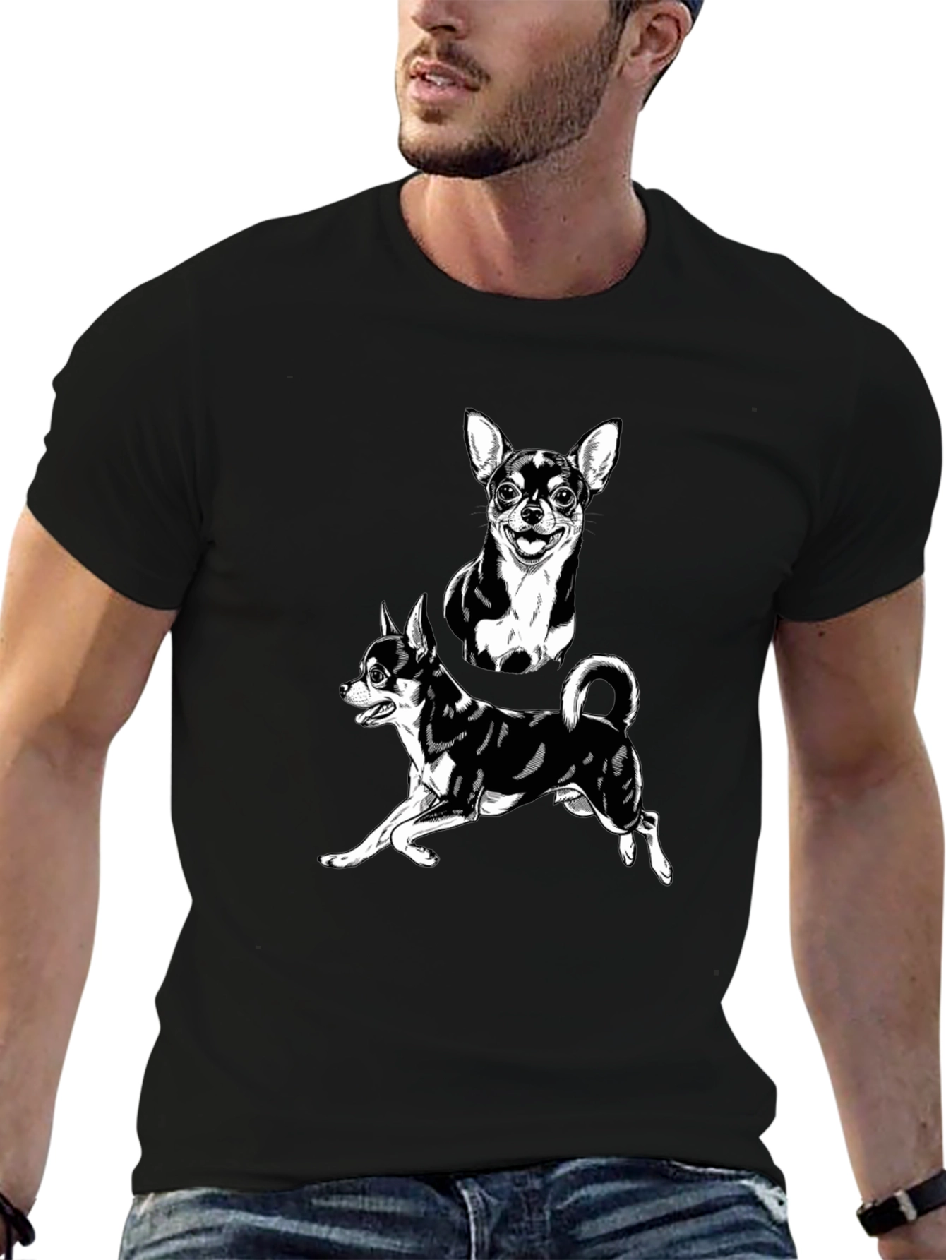Black Chihuahua Graphic Black T-Shirt | Dog Lover Tee view 6