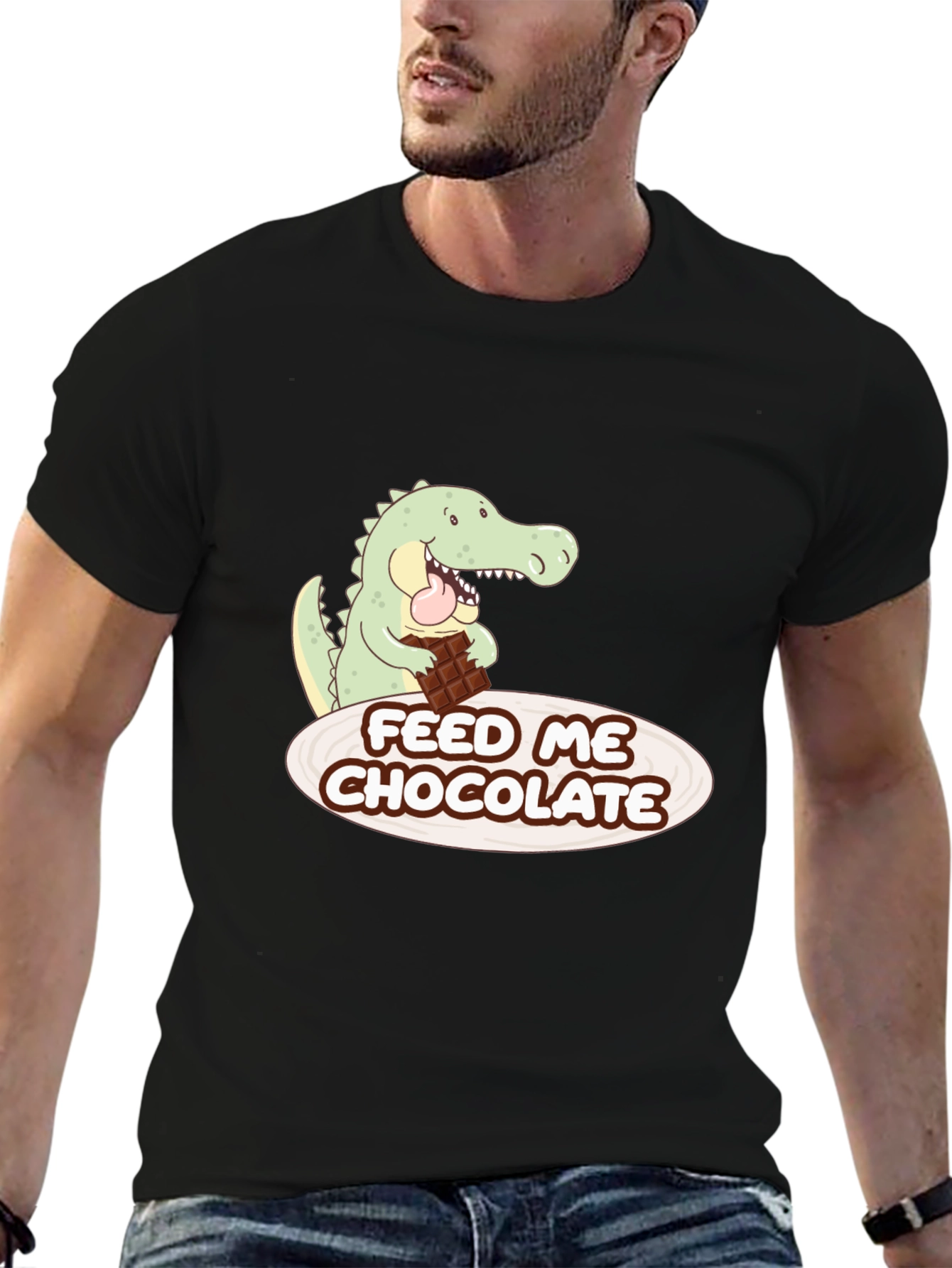 Black Funny Alligator Chocolate Lover Graphic Tee view 6
