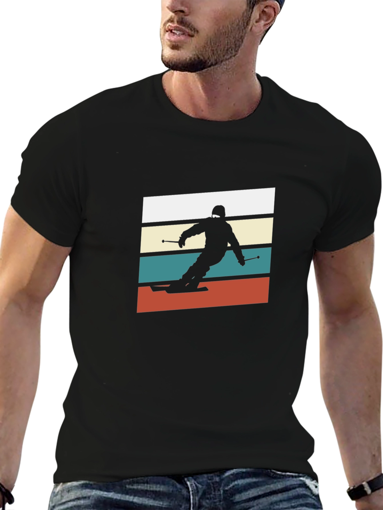 Black Retro Ski T-Shirt - Black view 6