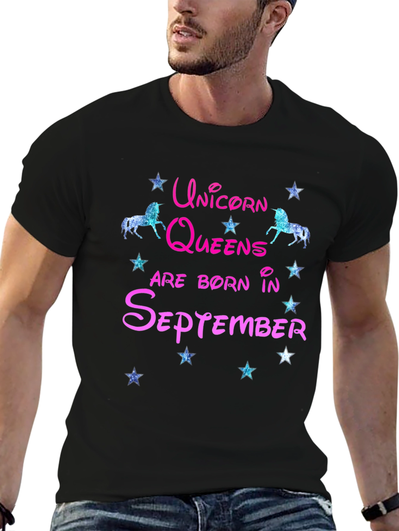 Black Unicorn Queens September Birthday T-Shirt view 6
