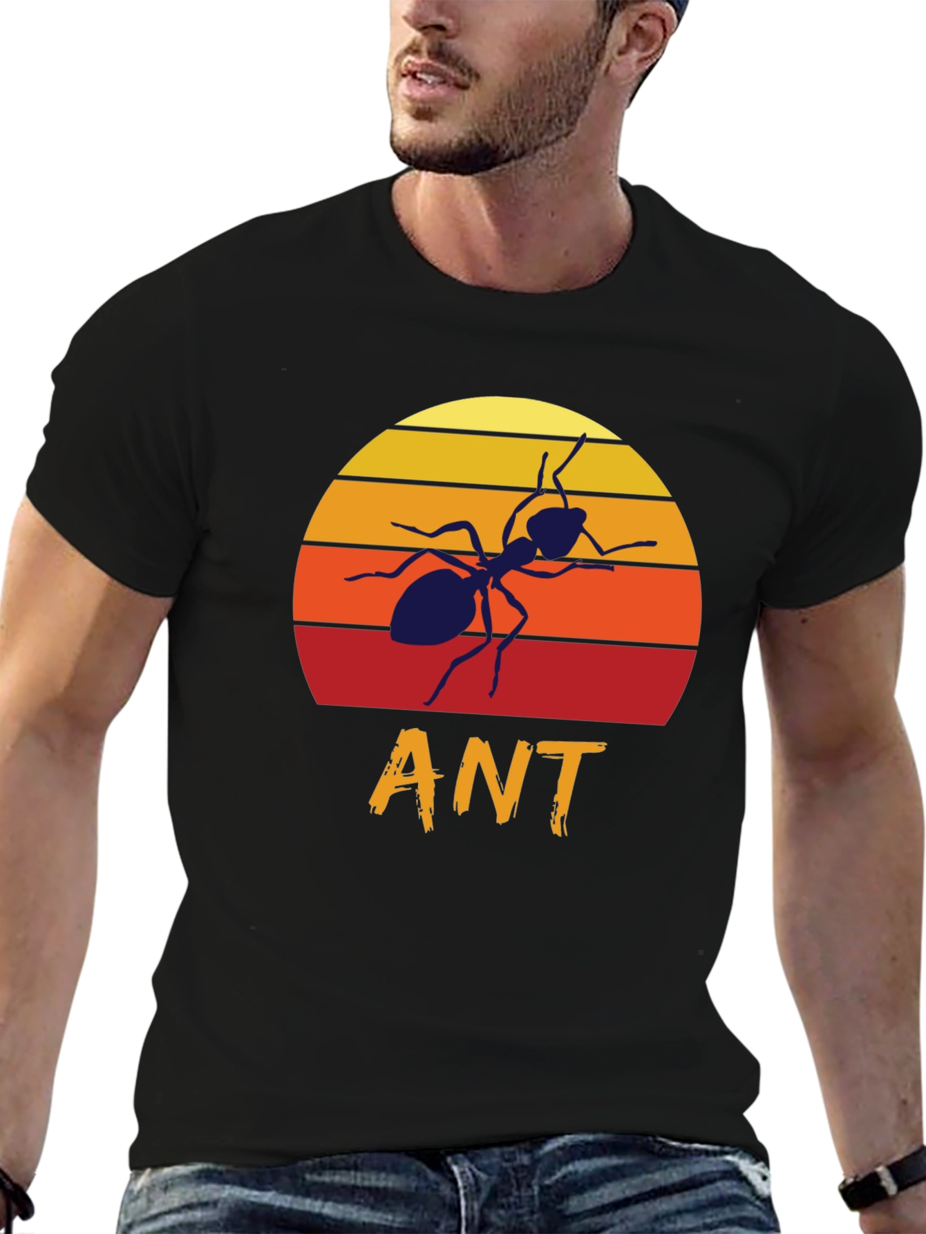 Black Retro Sunset Ant Graphic T-Shirt view 6