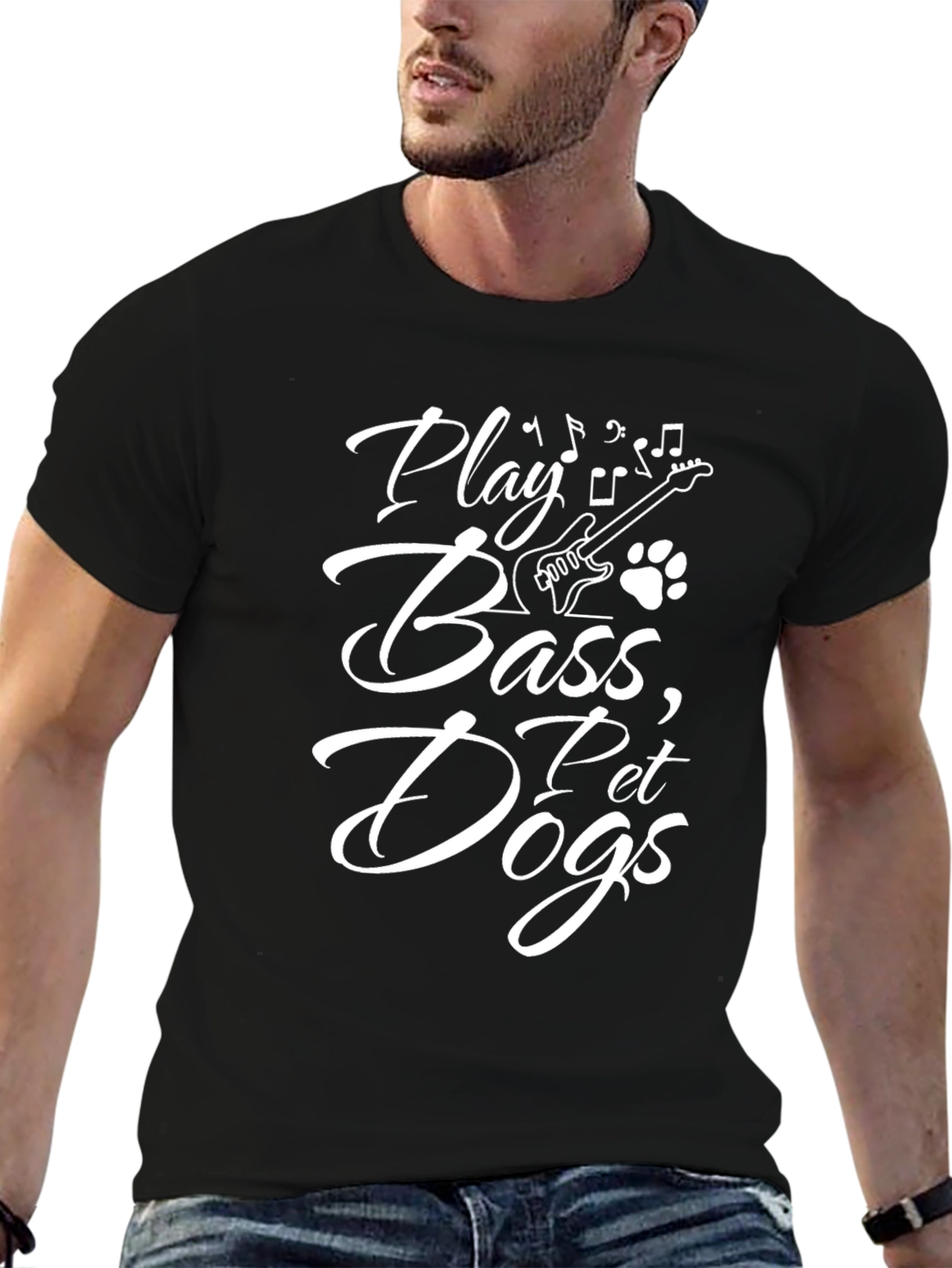 Black Play Bass, Pet Dogs Black Graphic Tee view 6