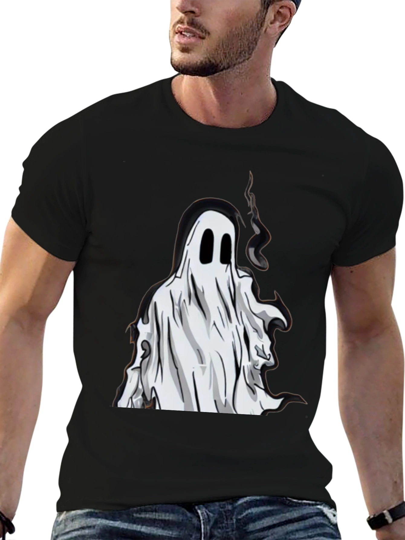 Black Ghost Graphic Tee - Spooky Season Style view 6