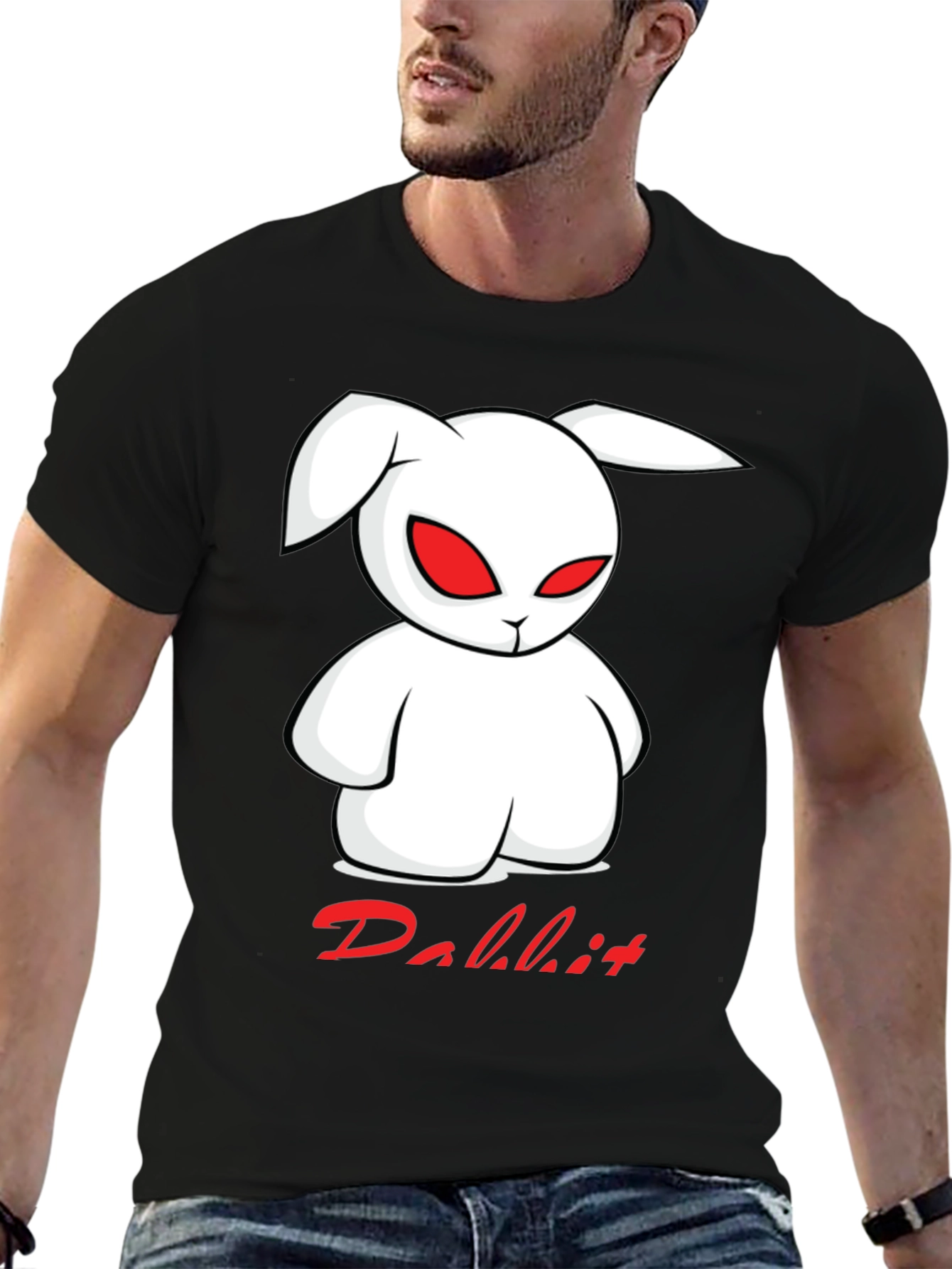 Black Rabbit Graphic Print T-Shirt view 6