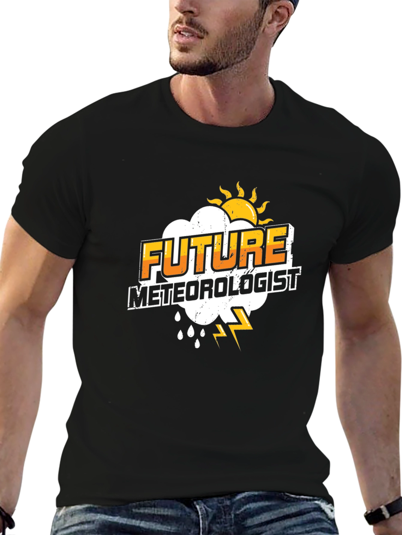 Black Future Meteorologist Black T-Shirt view 6