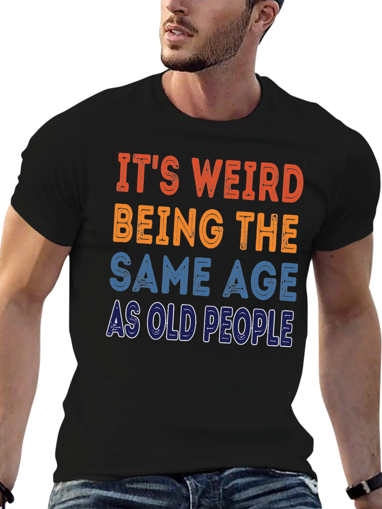 Black Funny Old People T-Shirt view 6