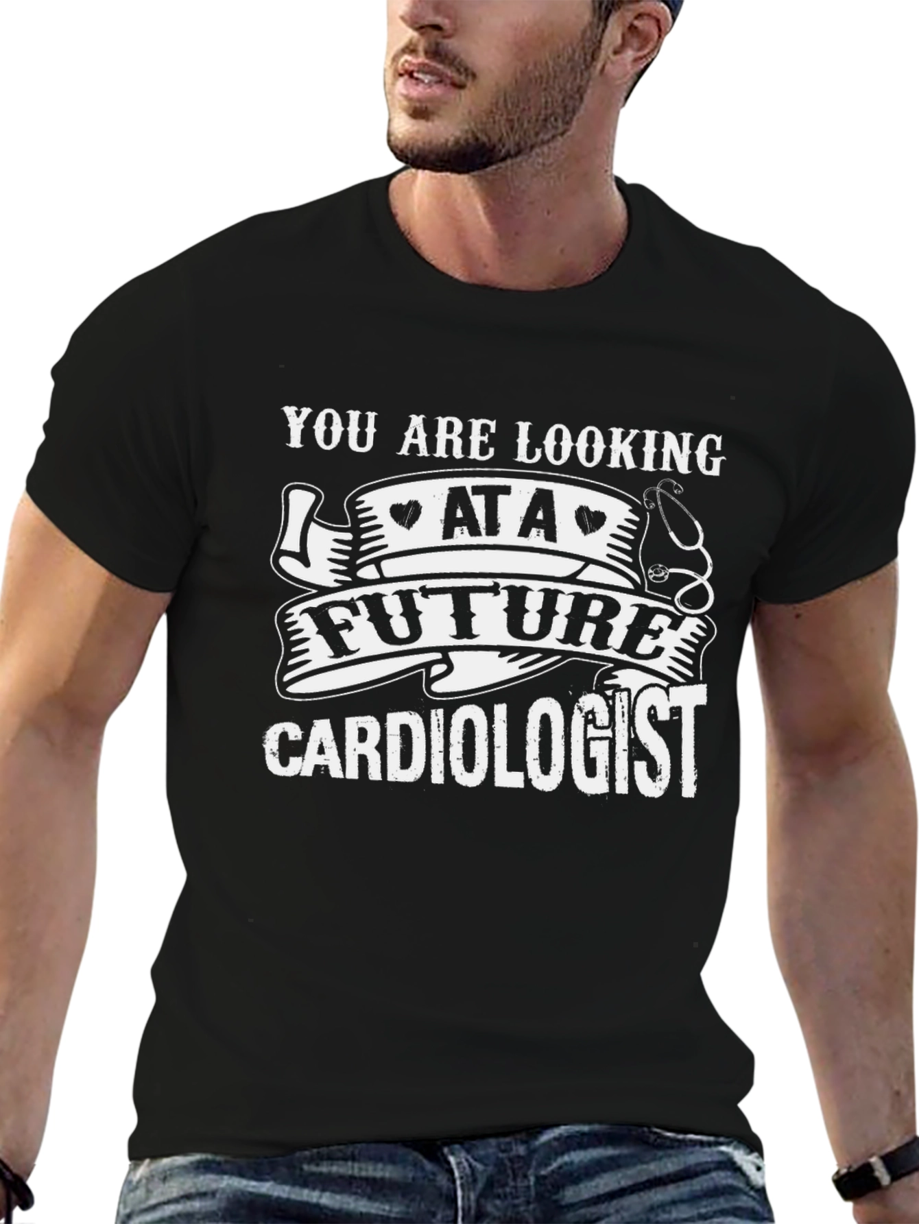 Black Future Cardiologist Graphic T-Shirt view 6