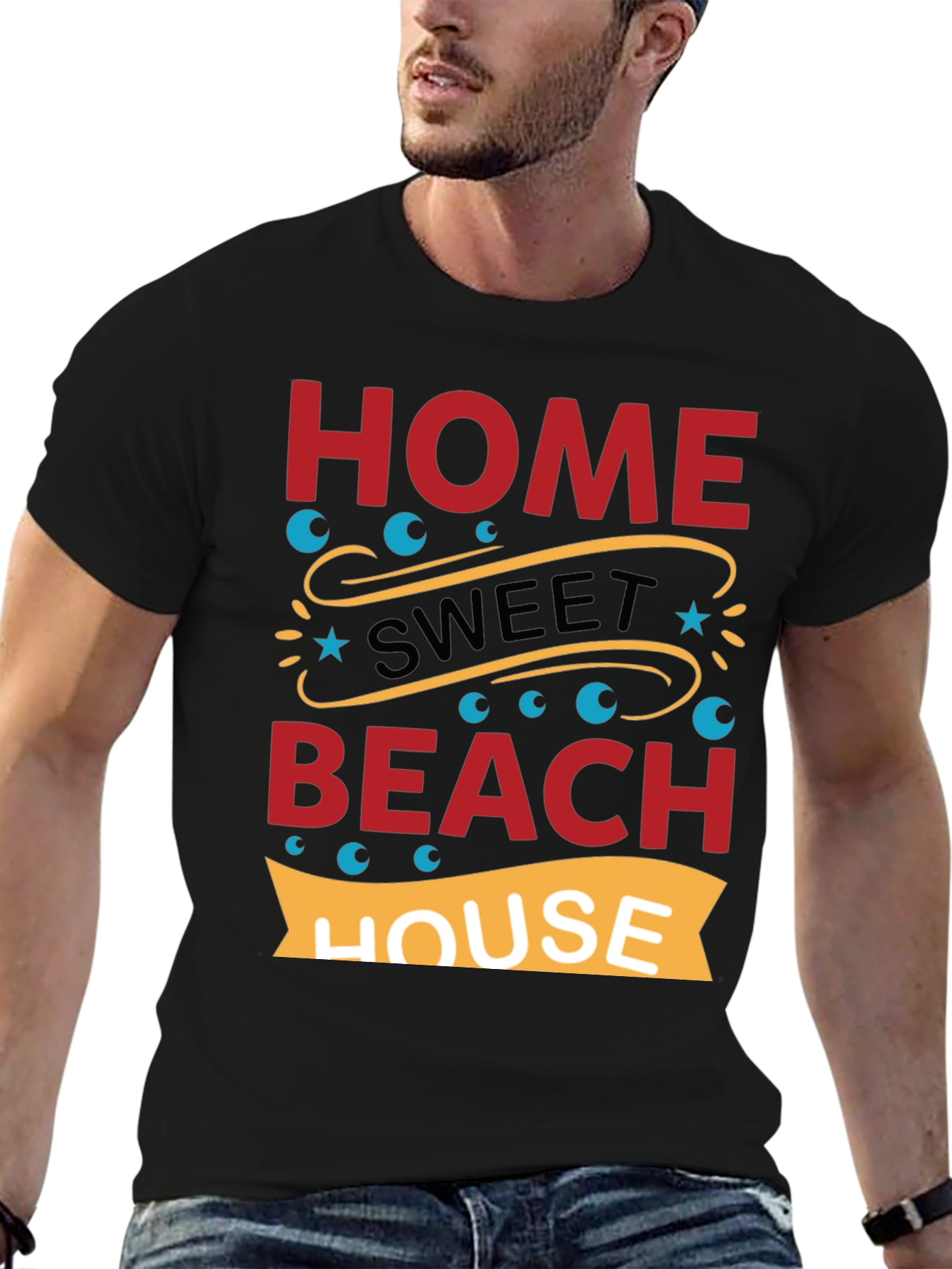 Black Home Sweet Beach House Graphic Tee view 6
