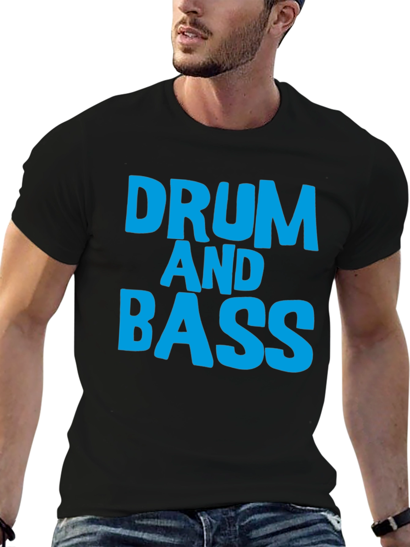 Black Drum and Bass T-Shirt Black Cotton Music Tee view 6
