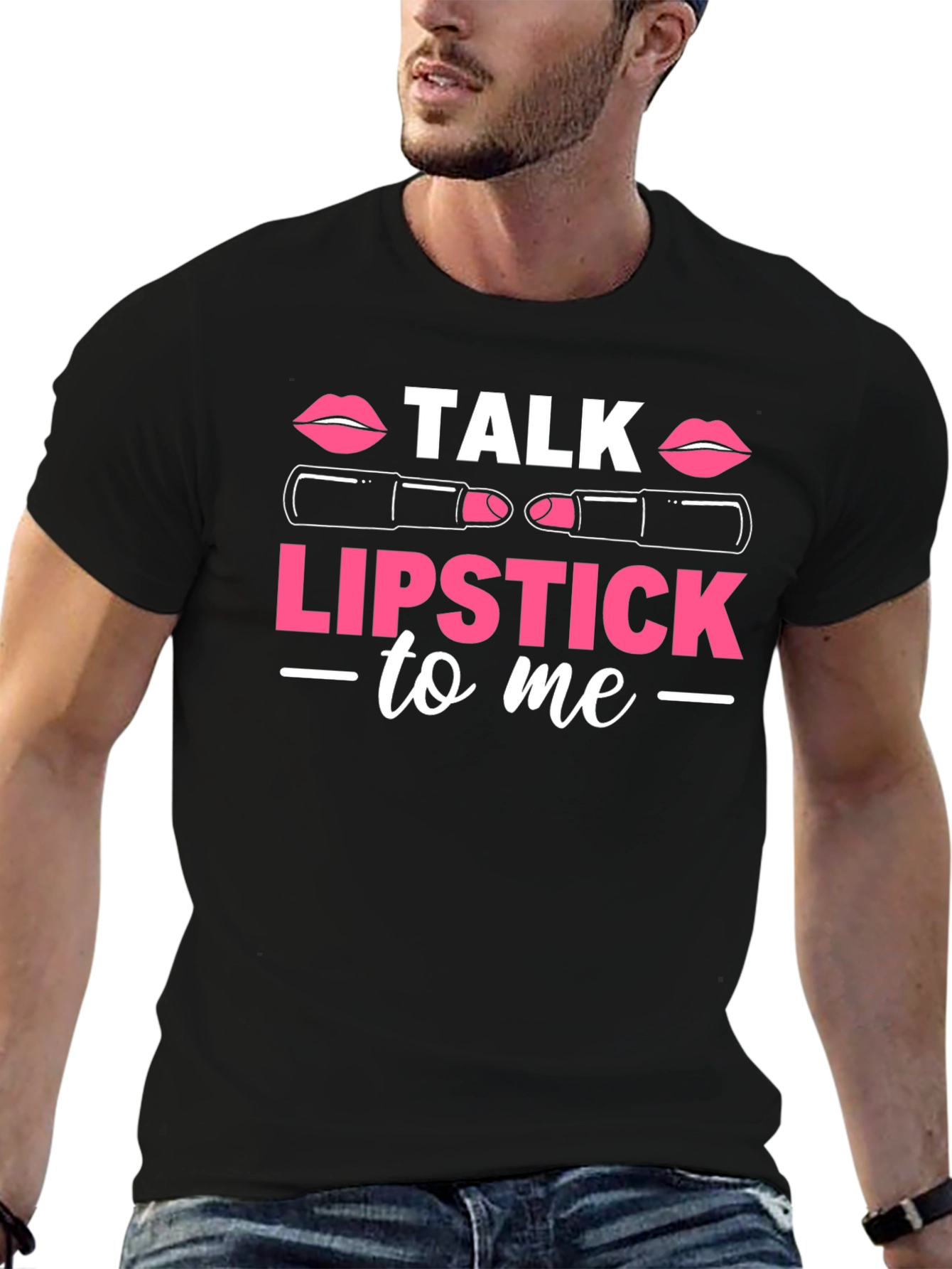 Black Talk Lipstick To Me Graphic T-Shirt view 6