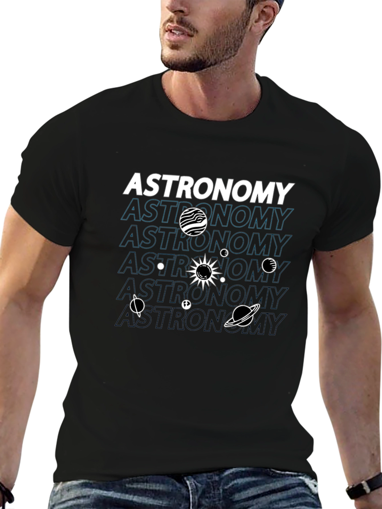 Black Astronomy Graphic T-Shirt - Explore the Cosmos in Style view 6