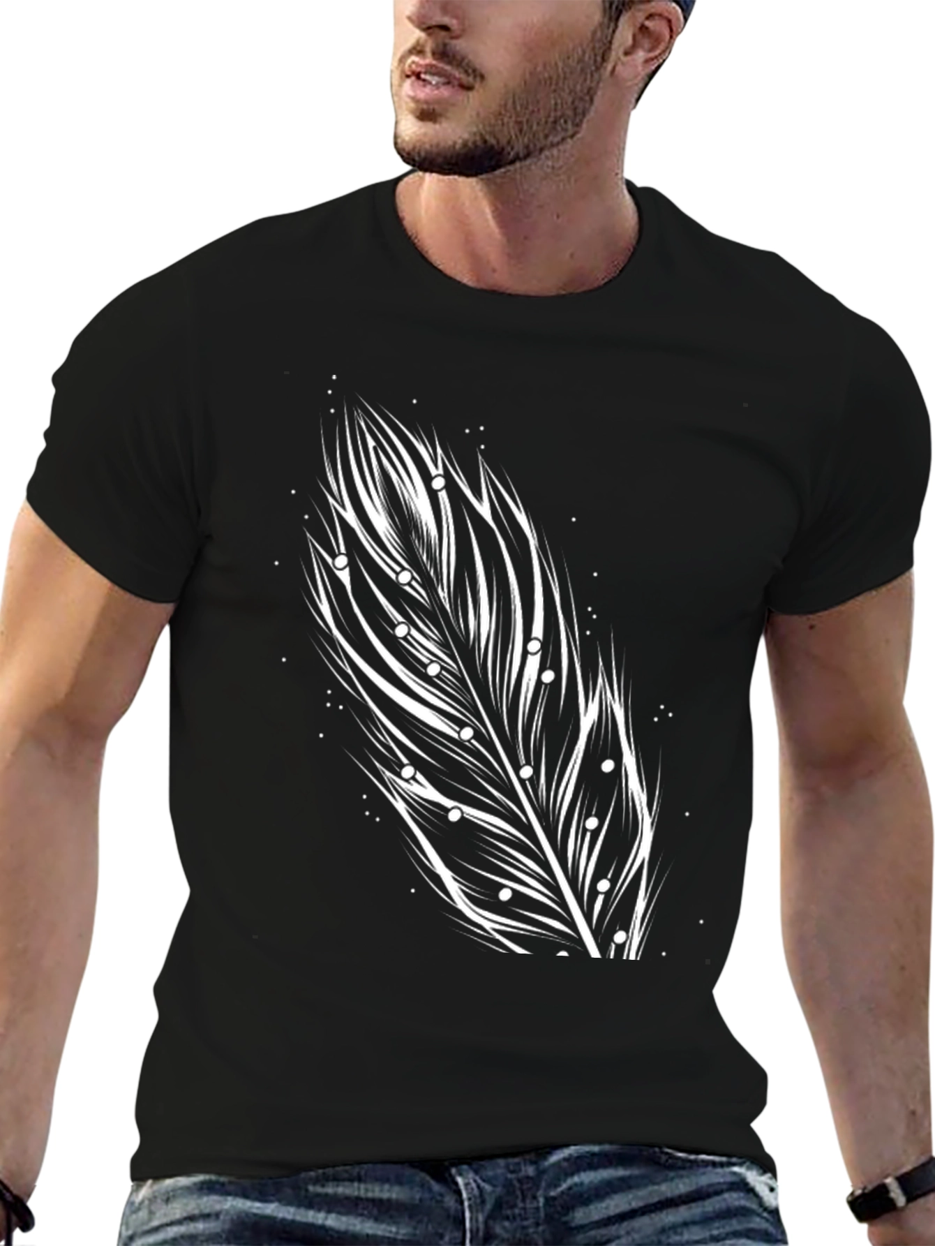 Black Feather Graphic Tee - Unique Design, Soft Cotton view 6