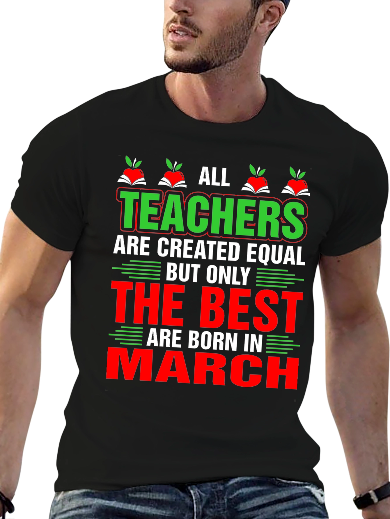 Black All Teachers are Created Equal T-Shirt view 6