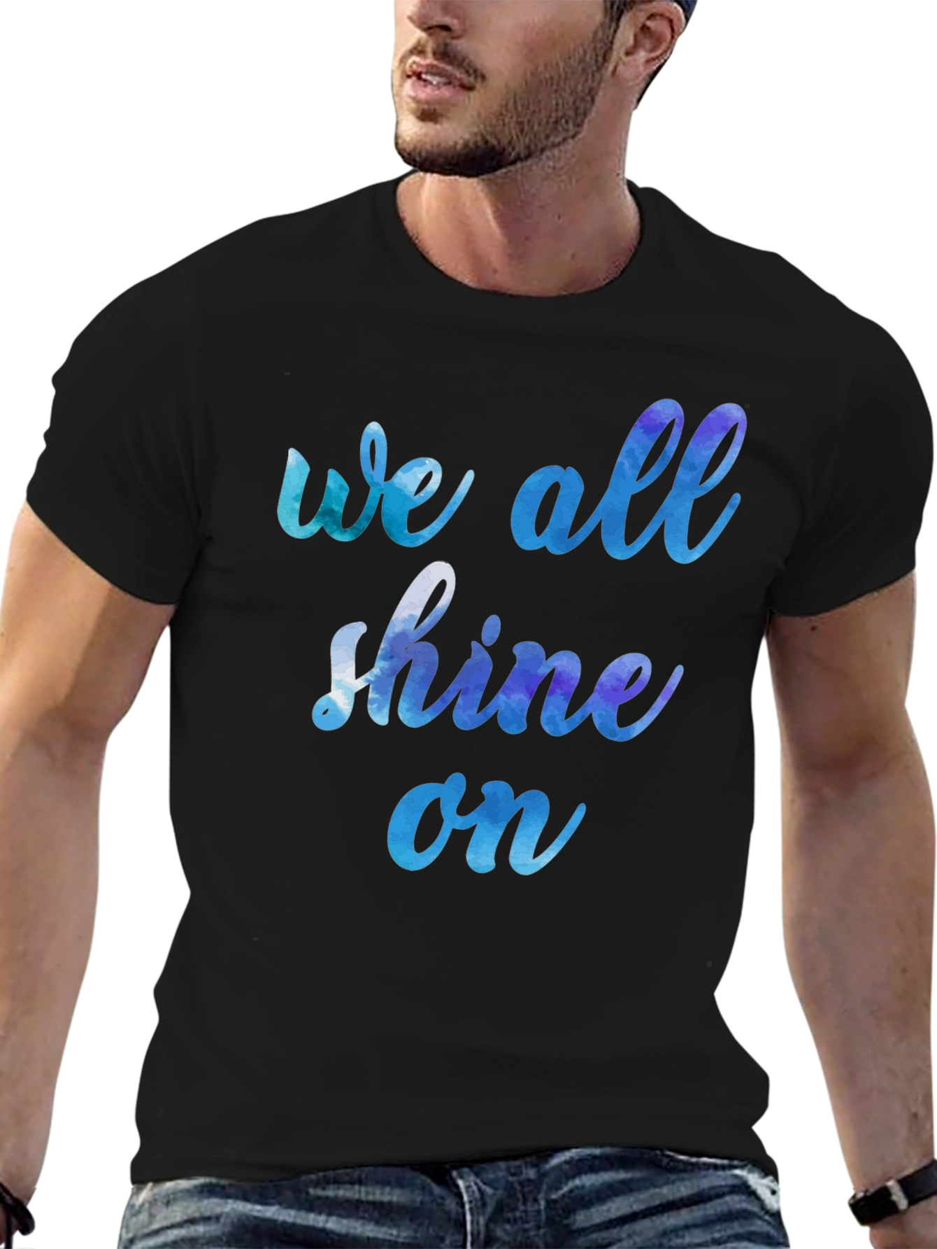 Black We All Shine On Graphic Tee - Soft Cotton Blend view 6
