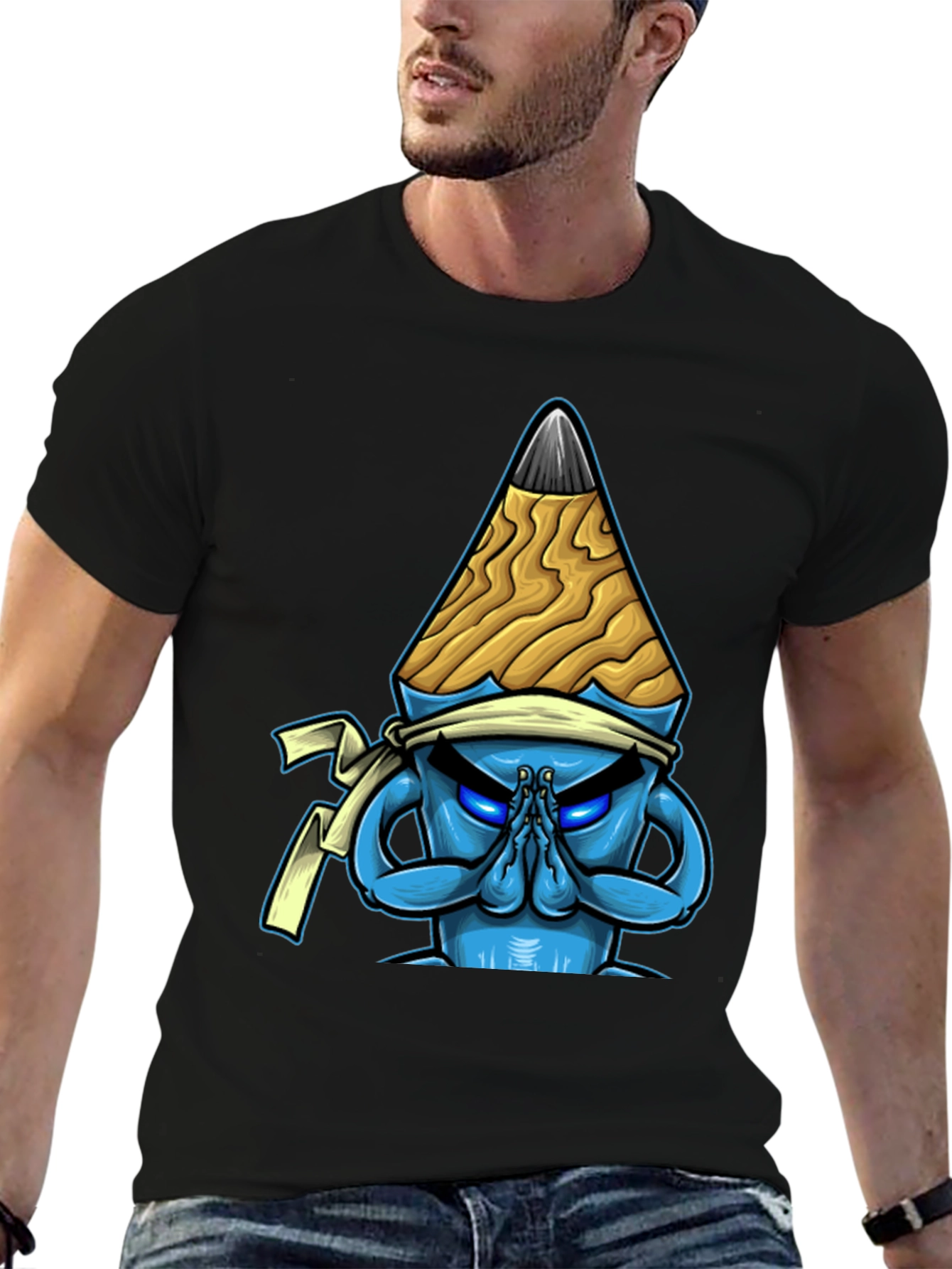 Black Pencil Ninja Graphic T-Shirt - Cool Unique Design view 6
