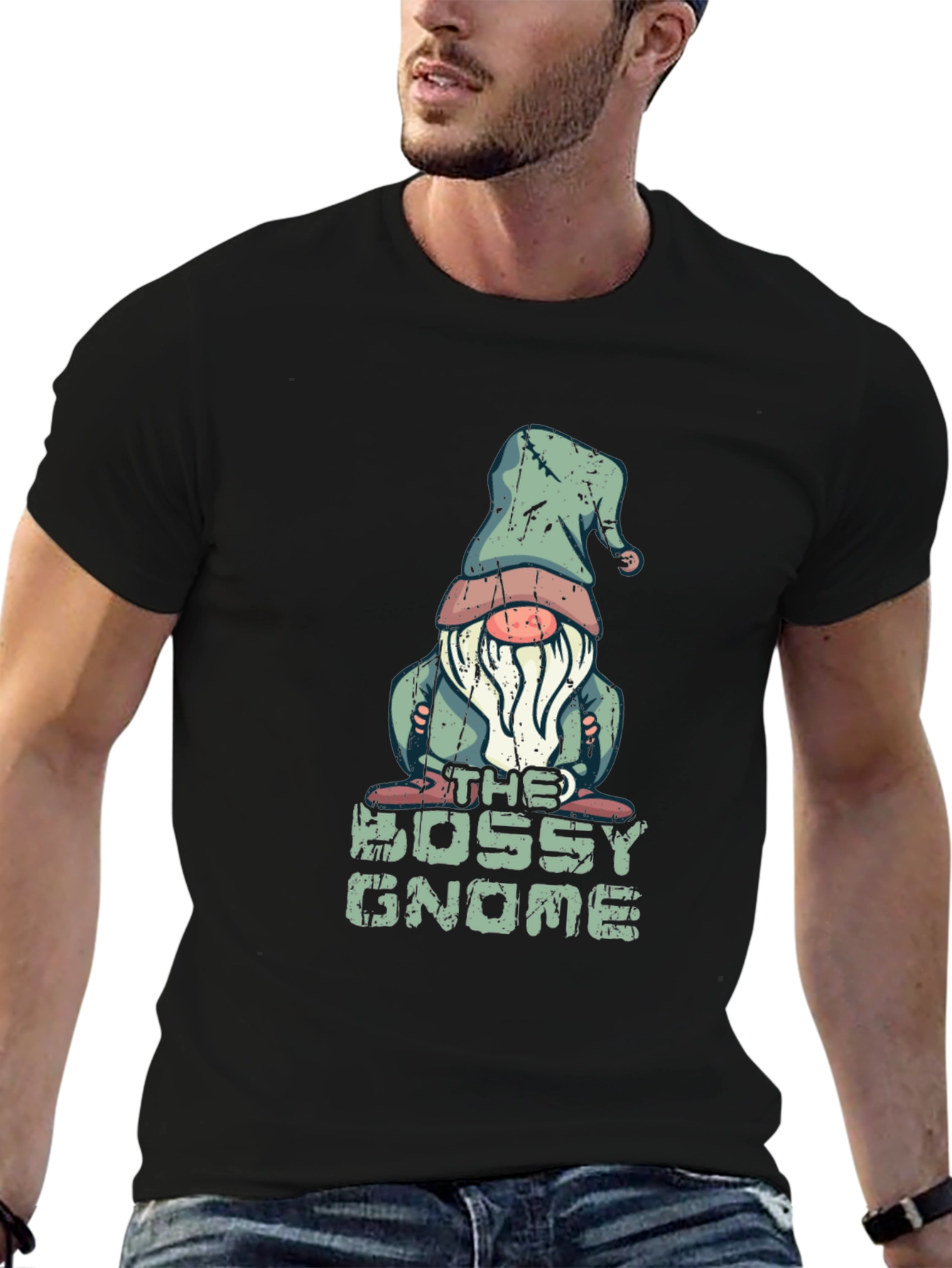 Black Bossy Gnome T-Shirt - Funny Graphic Tee view 6