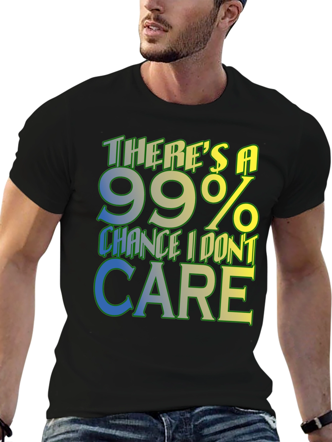 Black Funny '99% Chance I Don't Care' Graphic Tee view 6