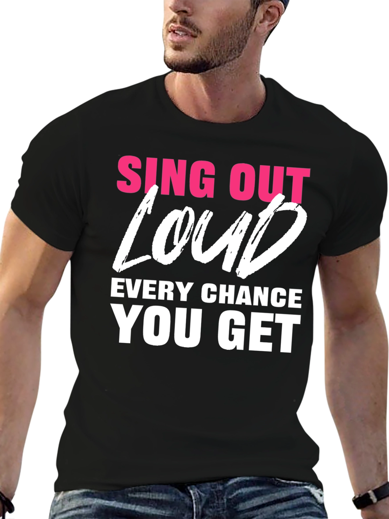 Black Sing Out Loud T-Shirt - Motivational Tee view 6