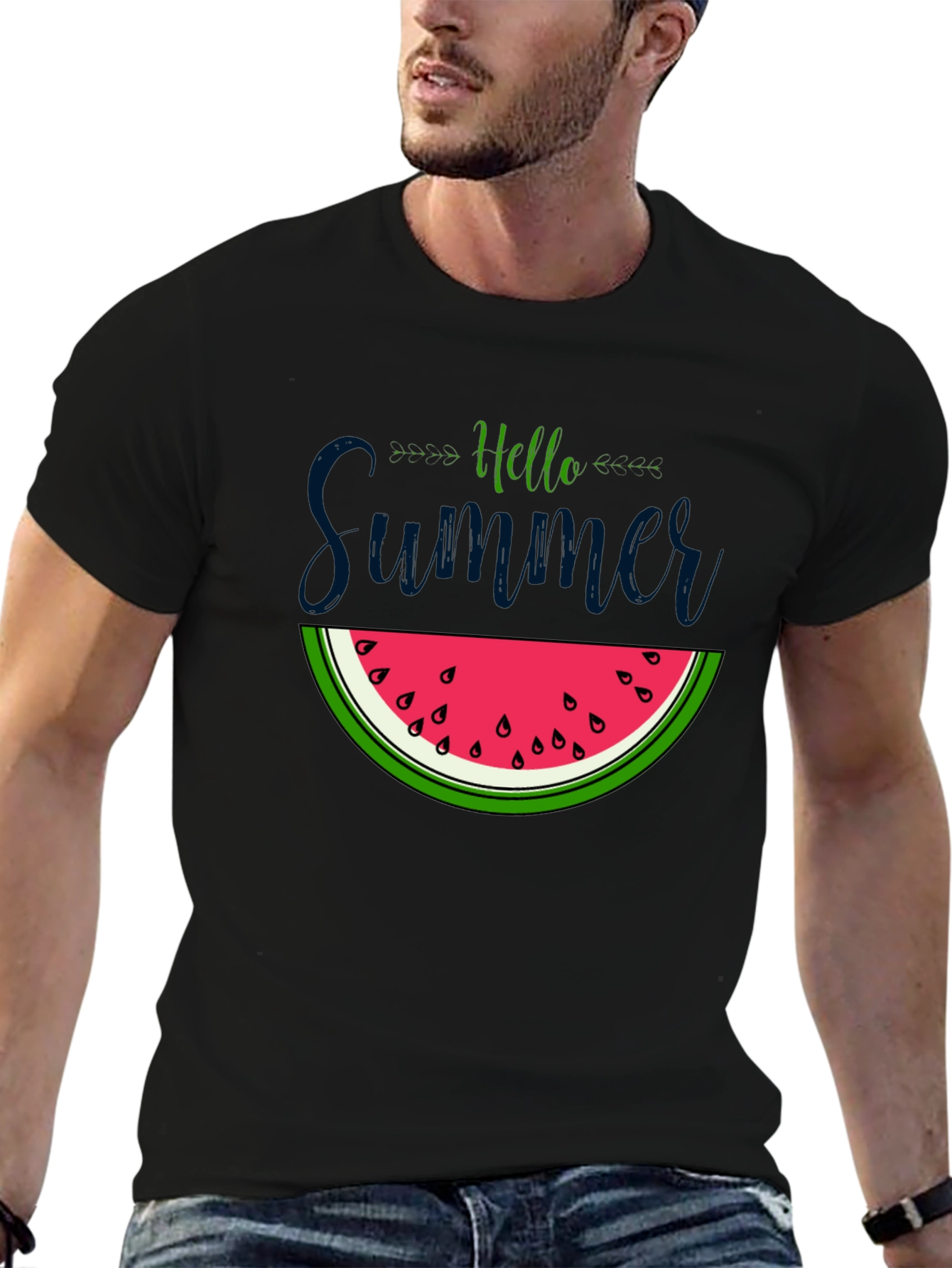 Black Hello Summer Watermelon Graphic Tee view 6