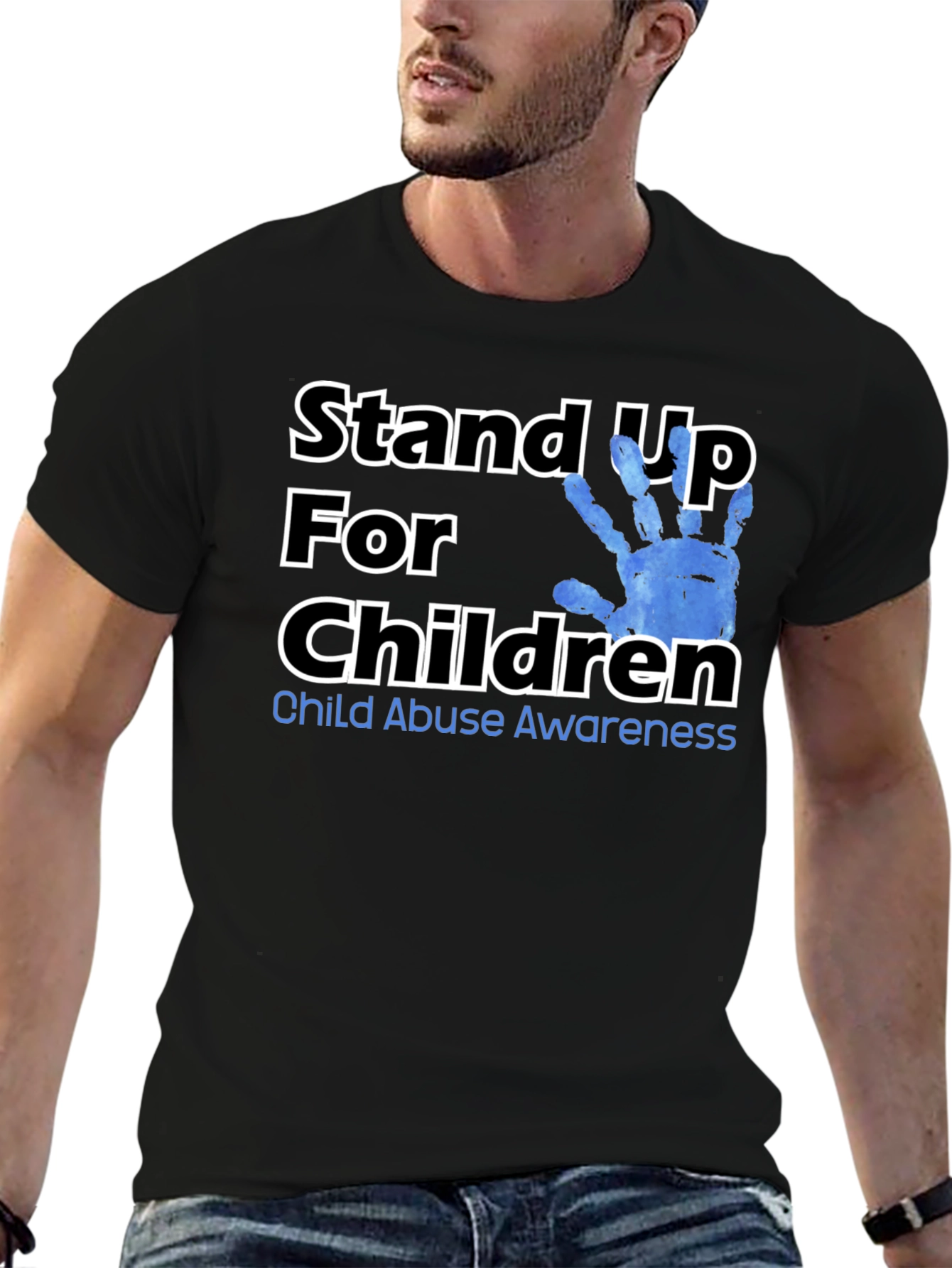 Black Stand Up For Children Awareness T-Shirt view 6