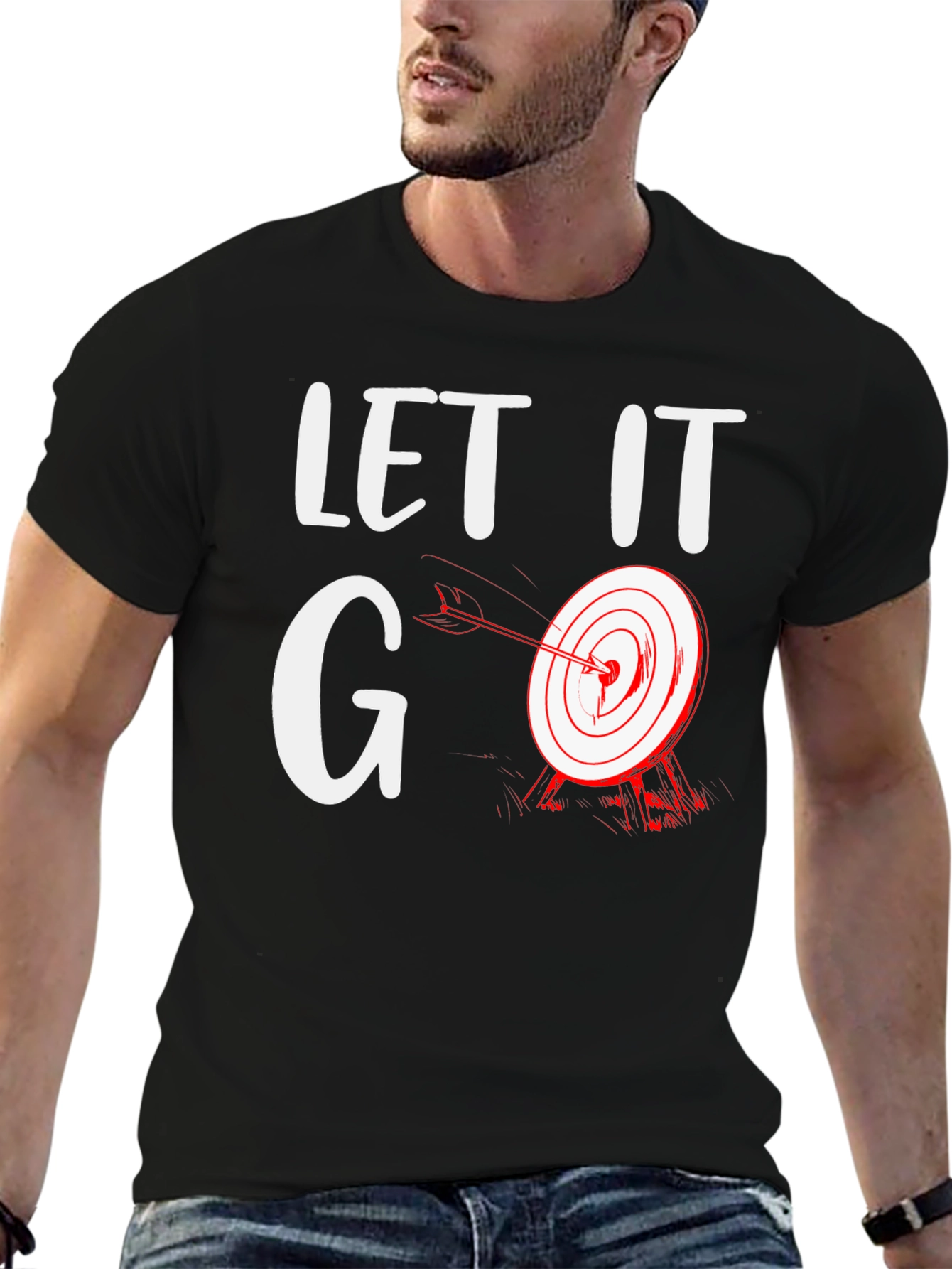 Black Let It Go Target T-Shirt - Funny Archery Tee view 6