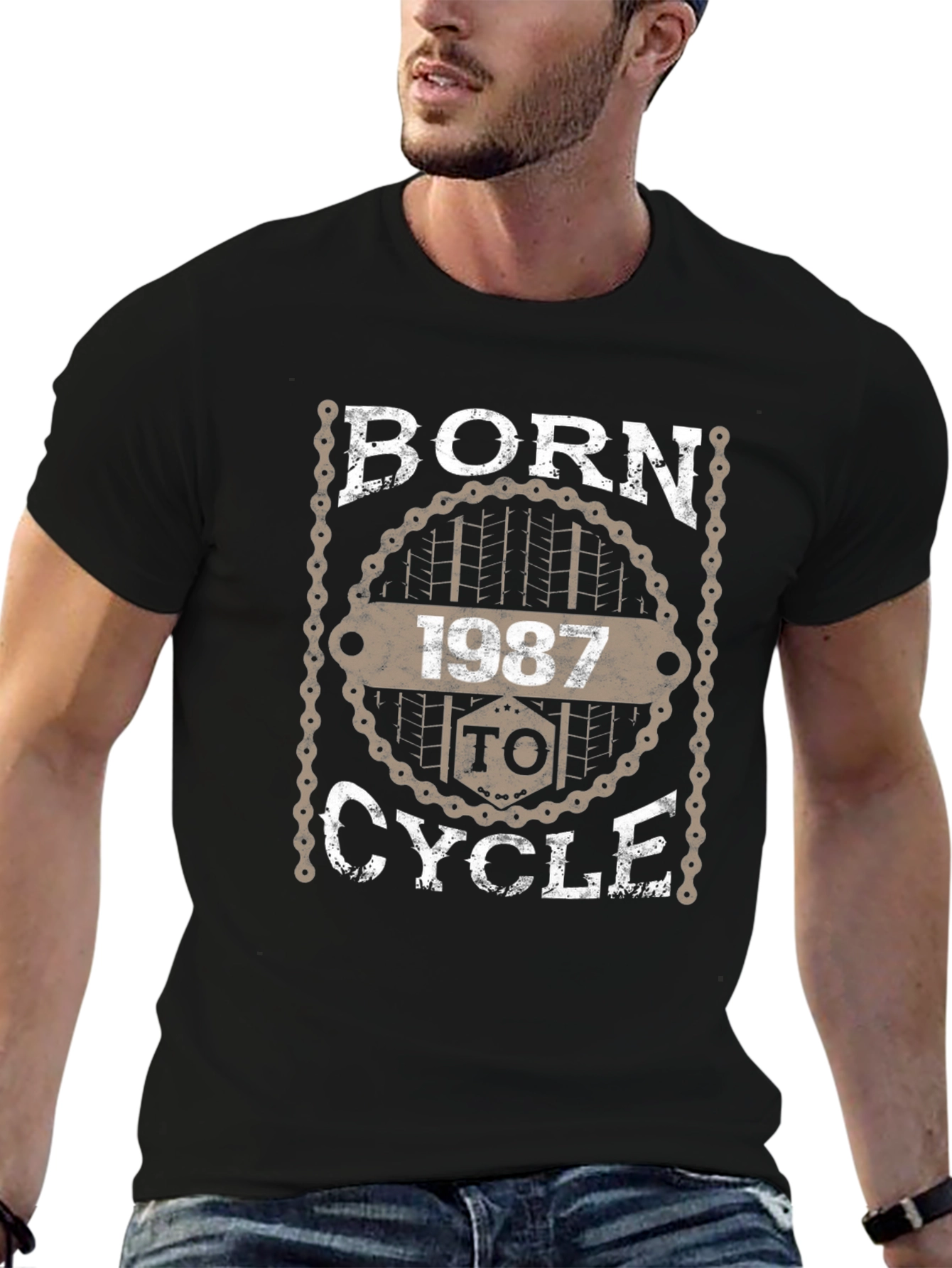 Black Born In 1987 To Cycle T-Shirt view 6