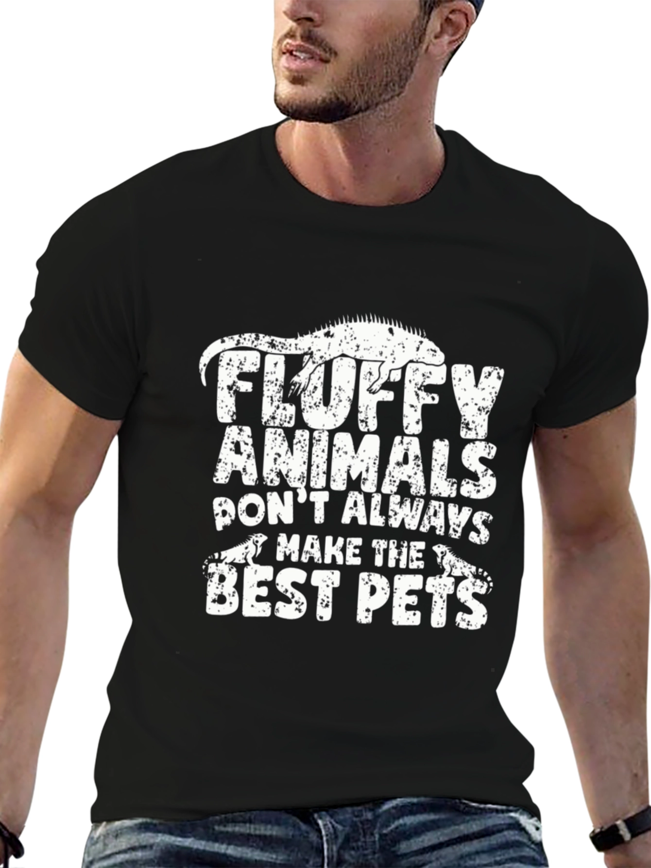 Black Fluffy Animals Lizard Graphic Tee view 6