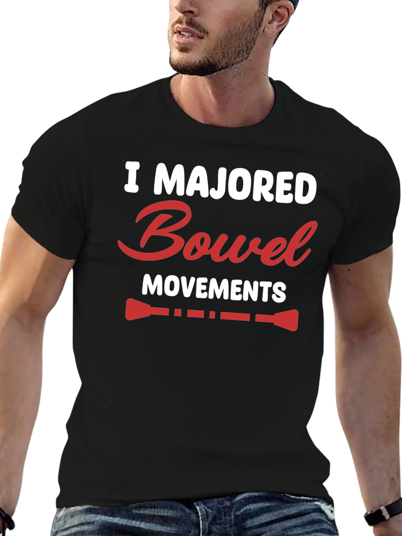 Black I Majored Bowel Movements Black T-Shirt view 6