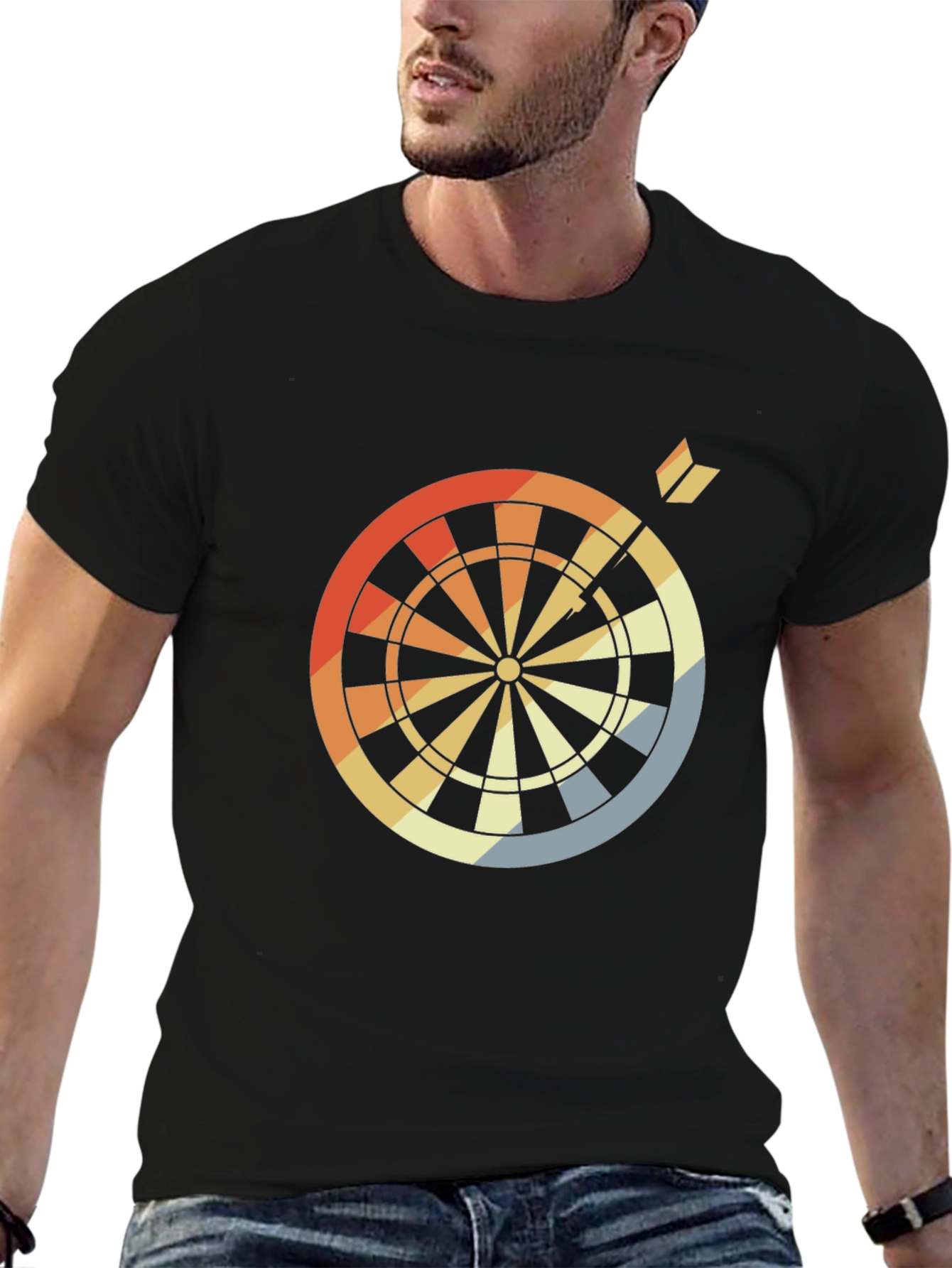 Black Retro Dartboard T-Shirt - Bullseye Tee view 6