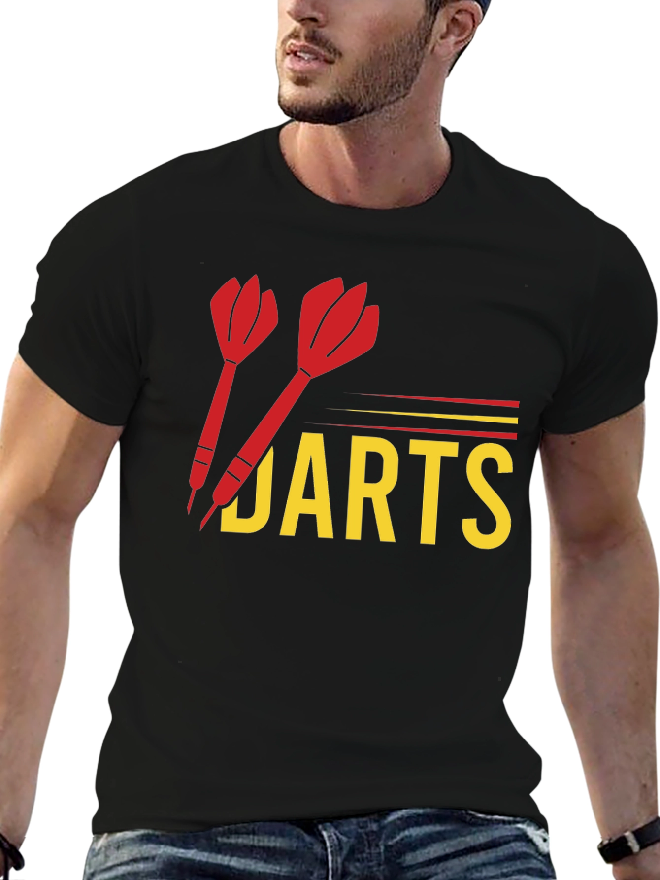 Black Darts Graphic T-Shirt - Fun Casual Wear view 6