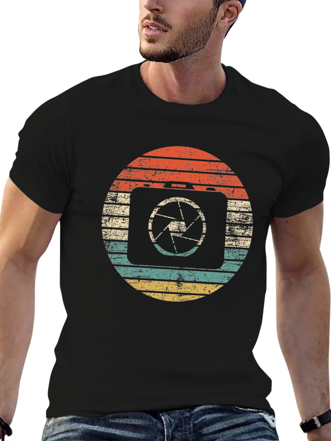 Black Retro Camera Graphic T-Shirt - Vintage Style Tee view 6