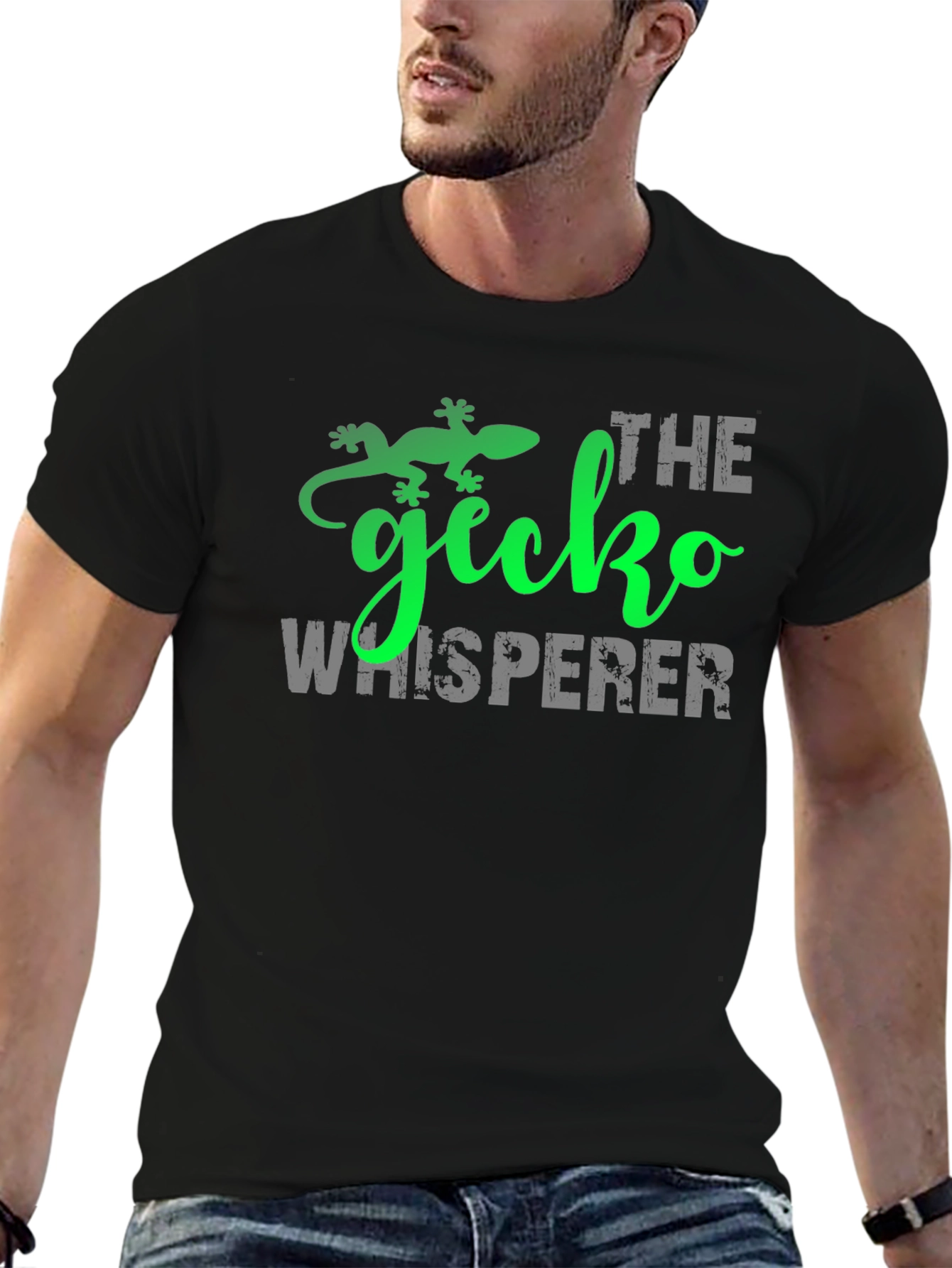 Black Gecko Whisperer Graphic Tee - Unique Animal Lover Gift view 6