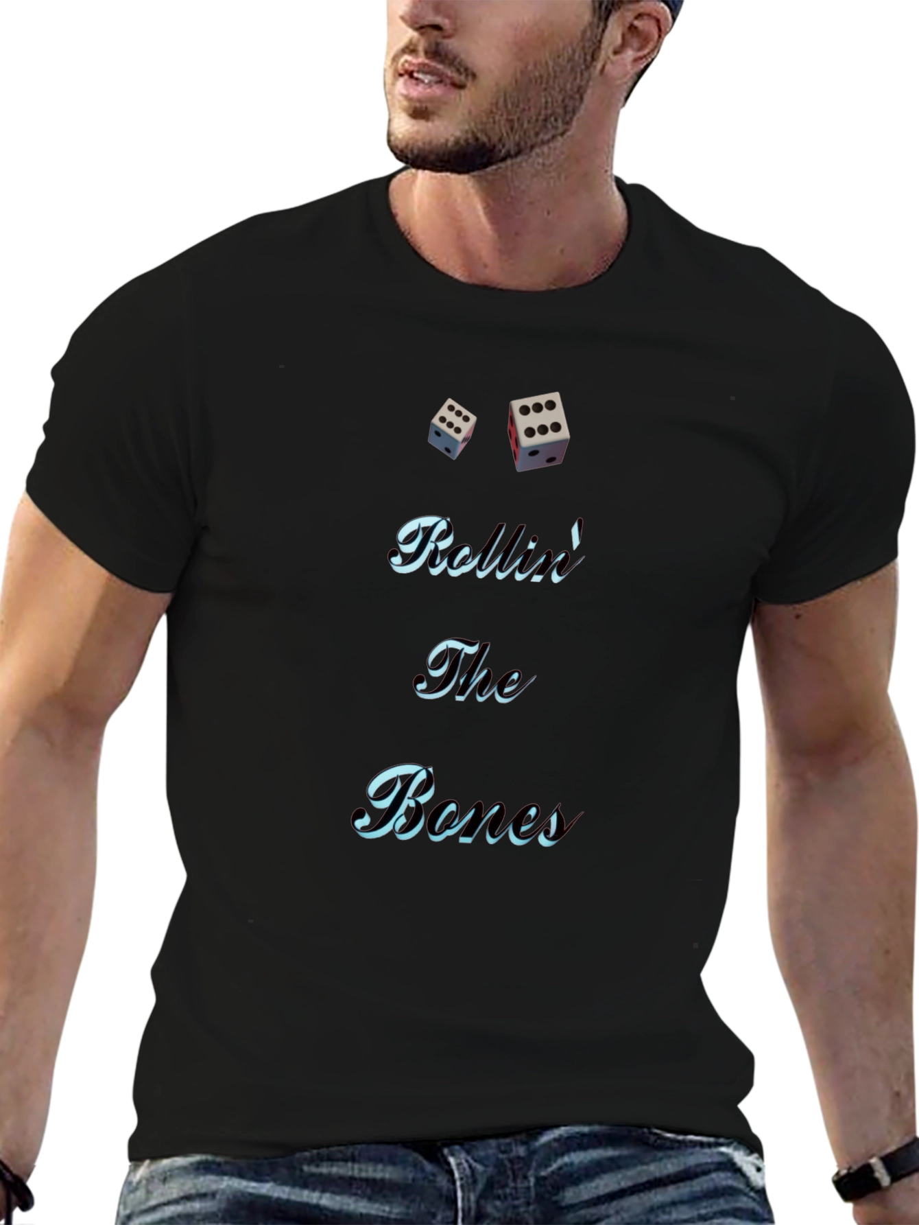 Rolling The Bones Graphic Tee - Black Cotton Blend - 6