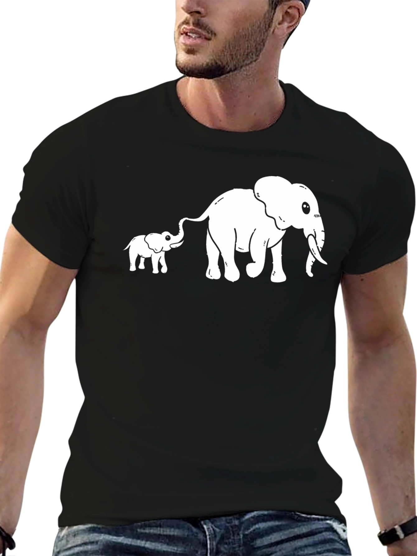 Black Elephant Family Black T-Shirt view 6