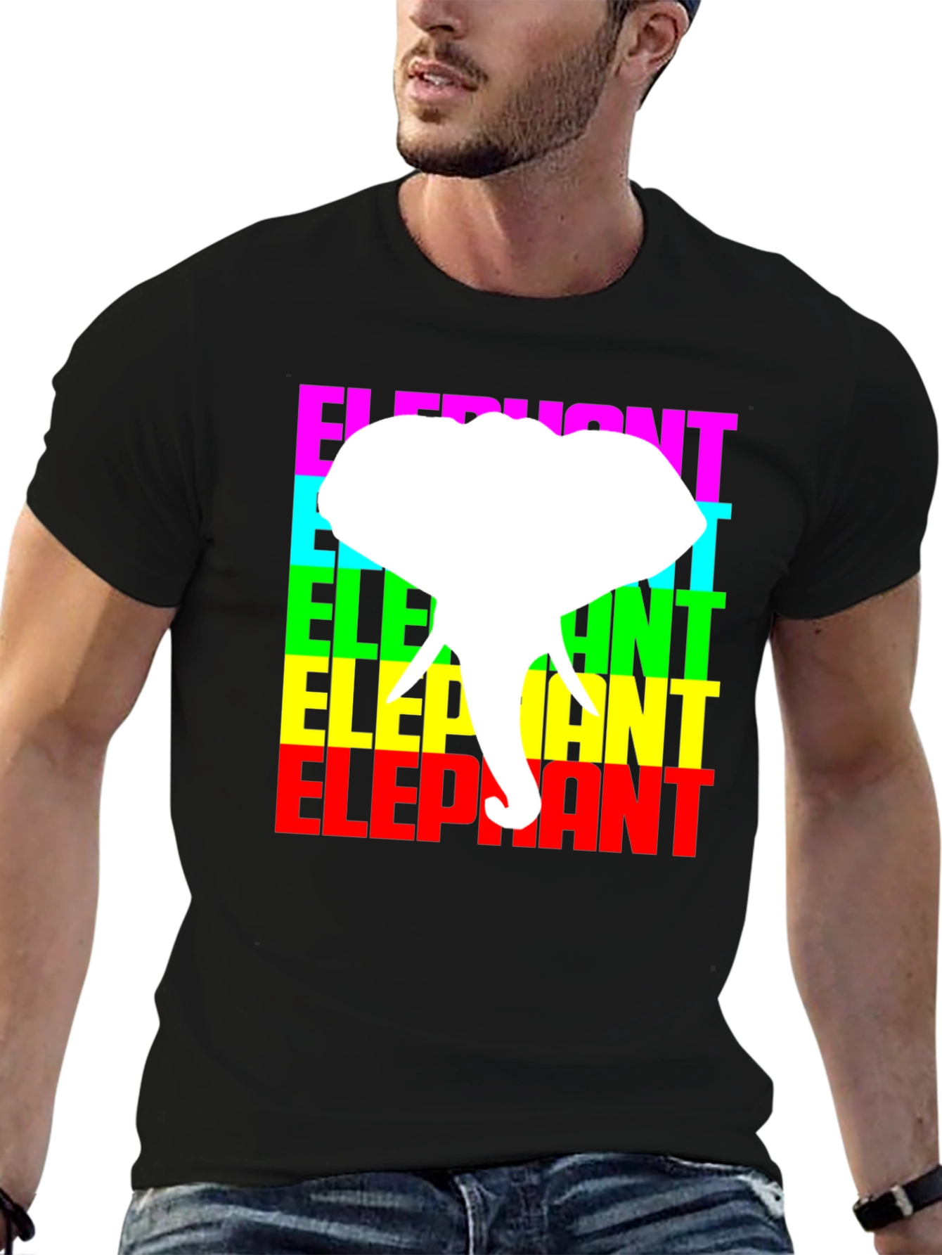 Black Elephant Graphic Tee - Colorful Design view 6