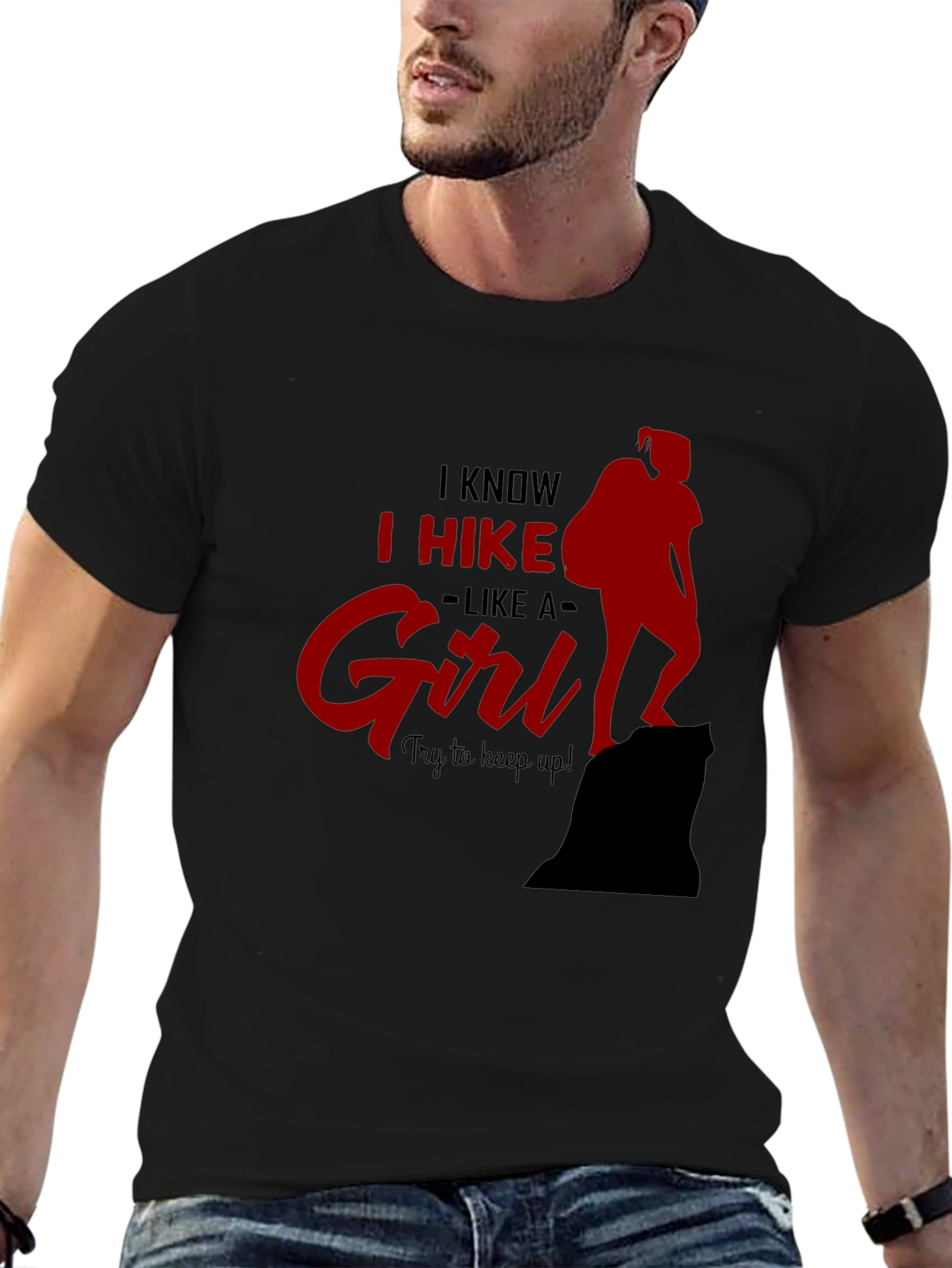 Black I Hike Like A Girl T-Shirt view 6