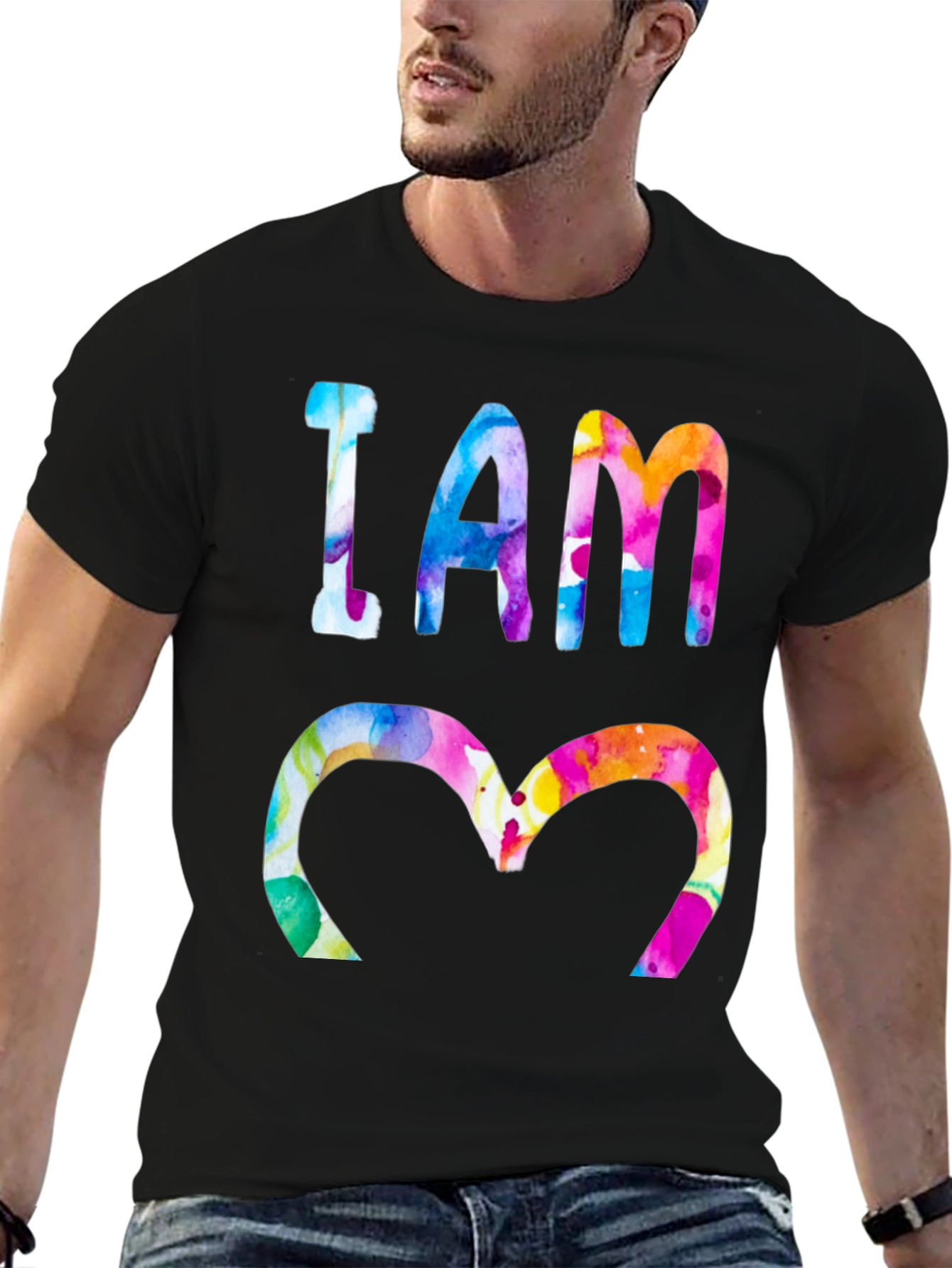 Black I AM 3 Watercolor T-Shirt view 6