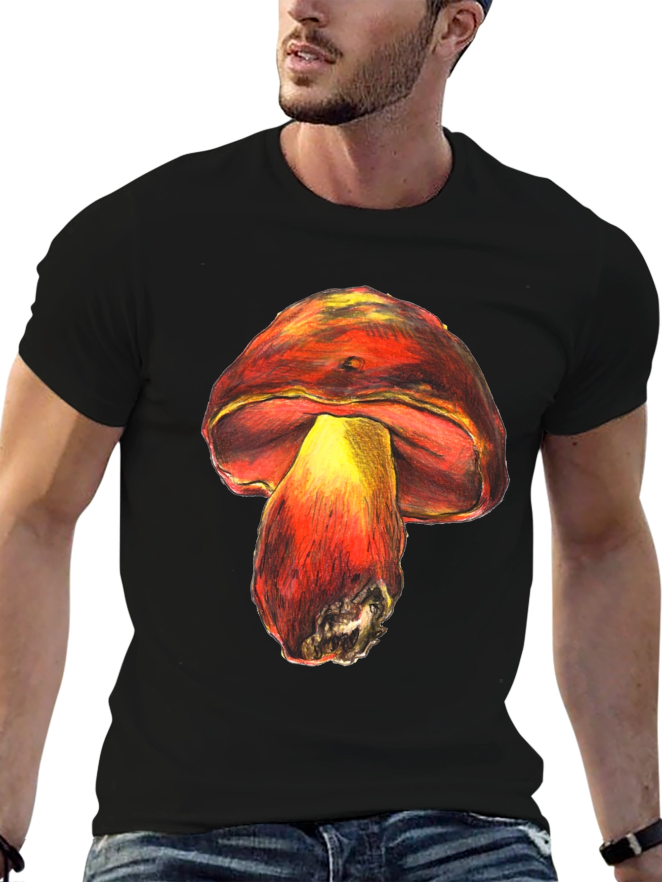 Black Mushroom Graphic Tee - Unique Unisex Design view 6