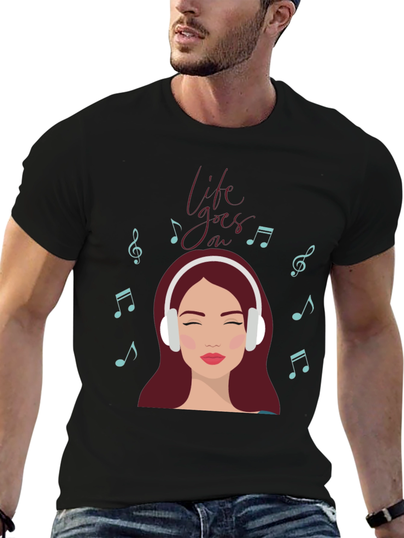 Black Life Goes On Music Lover Graphic T-Shirt view 6