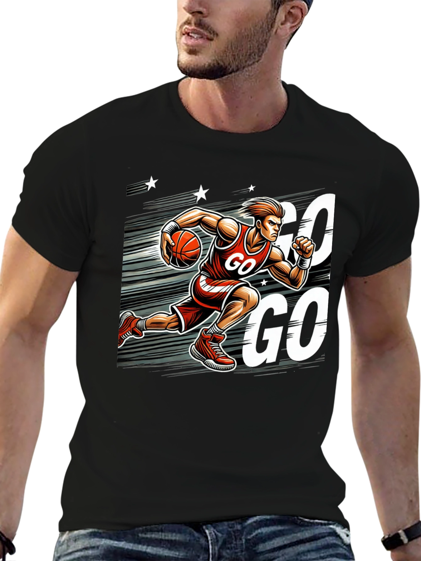 Black Basketball Go T-Shirt view 6