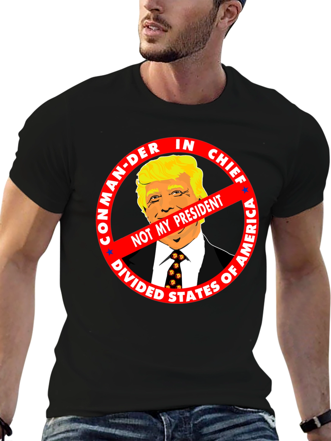 Black Not My President Anti-Trump Graphic Tee view 6