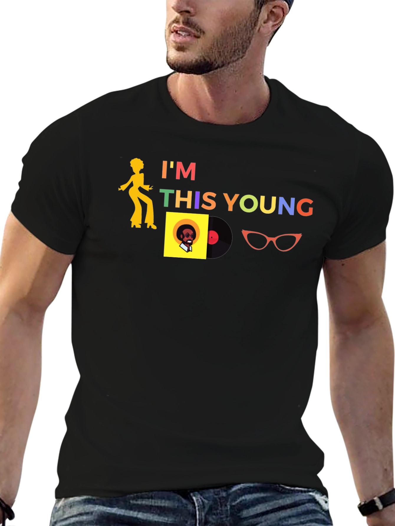 Black I'm This Young Retro Graphic Tee view 6