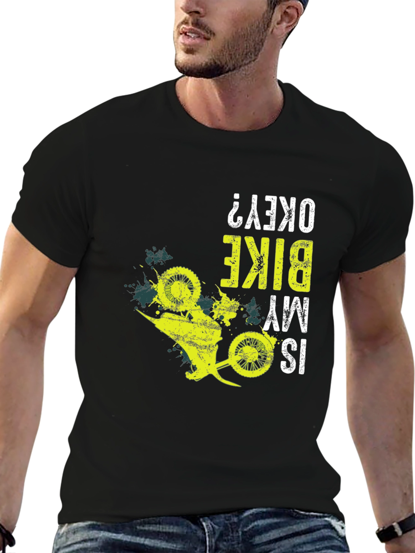 Black Funny Bike T-Shirt - "Is My Bike Okay?" Graphic Tee view 6