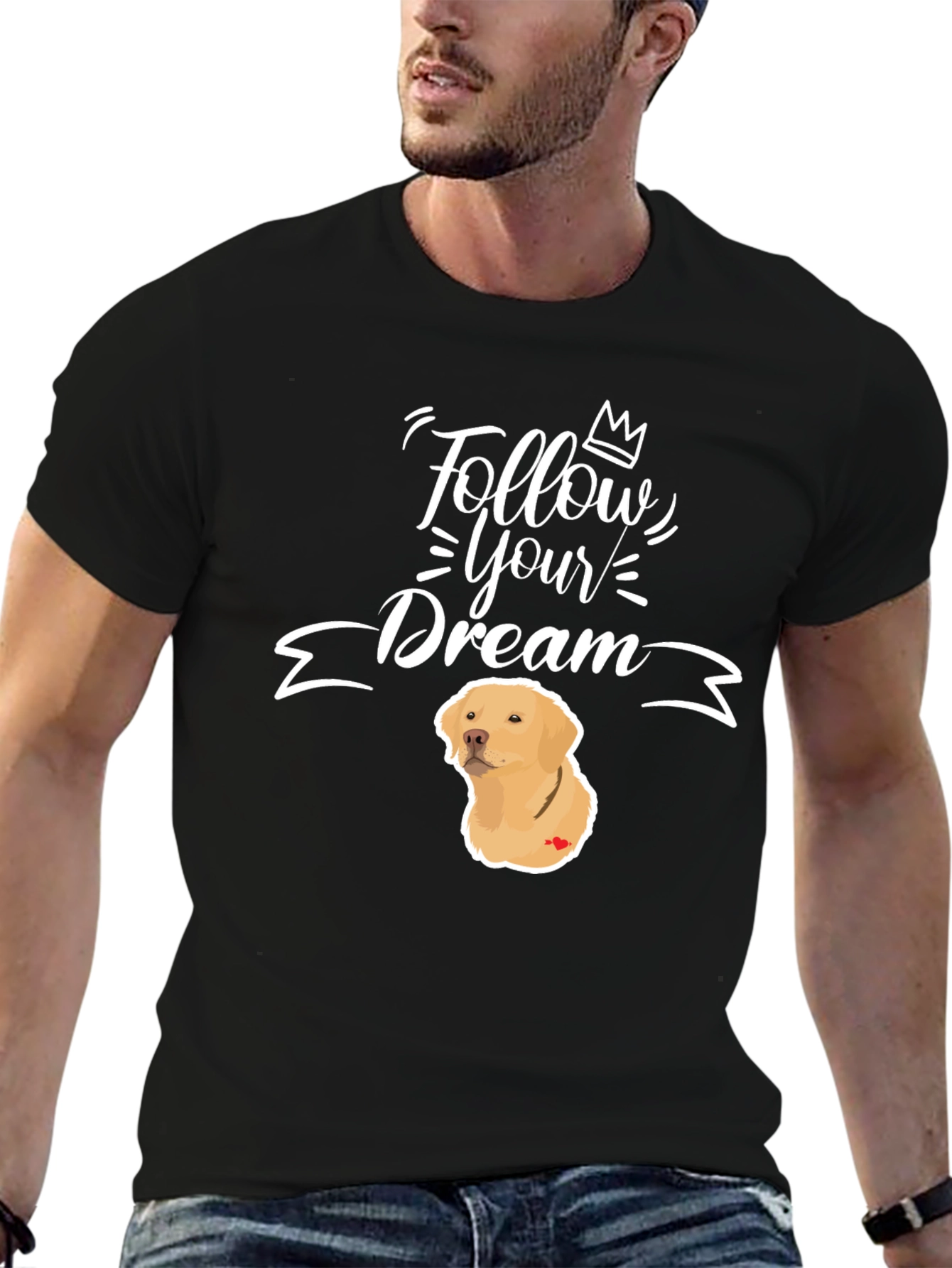 Black Follow Your Dream Dog Graphic T-Shirt view 6