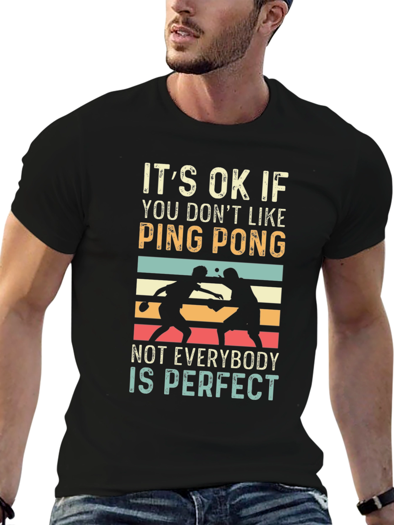 Black Ping Pong Graphic Tee: Not Everybody is Perfect T-Shirt view 6