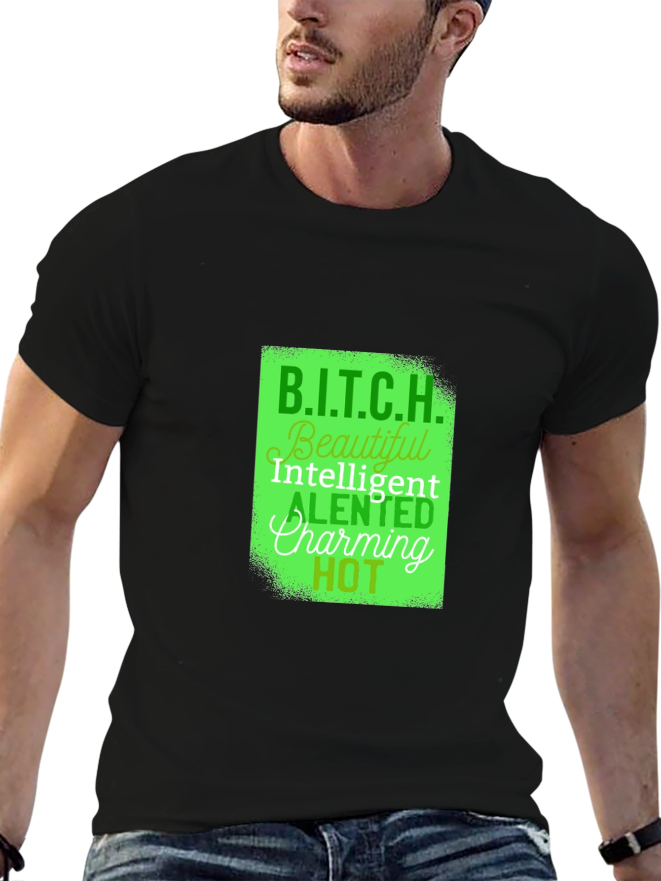 Black B.I.T.C.H. Definition Graphic Tee - Black view 6