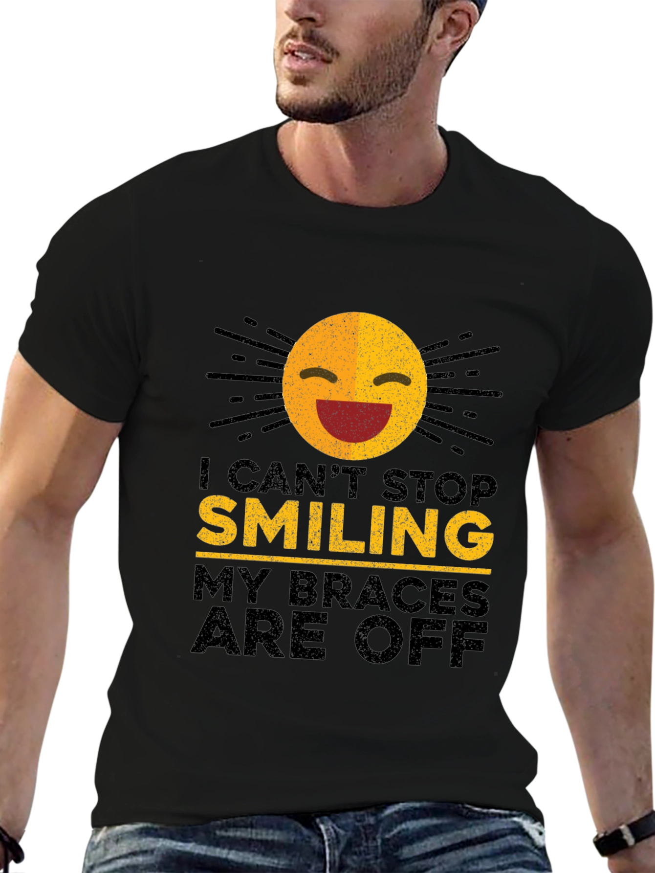 Black Smiling Braces Off T-Shirt view 6