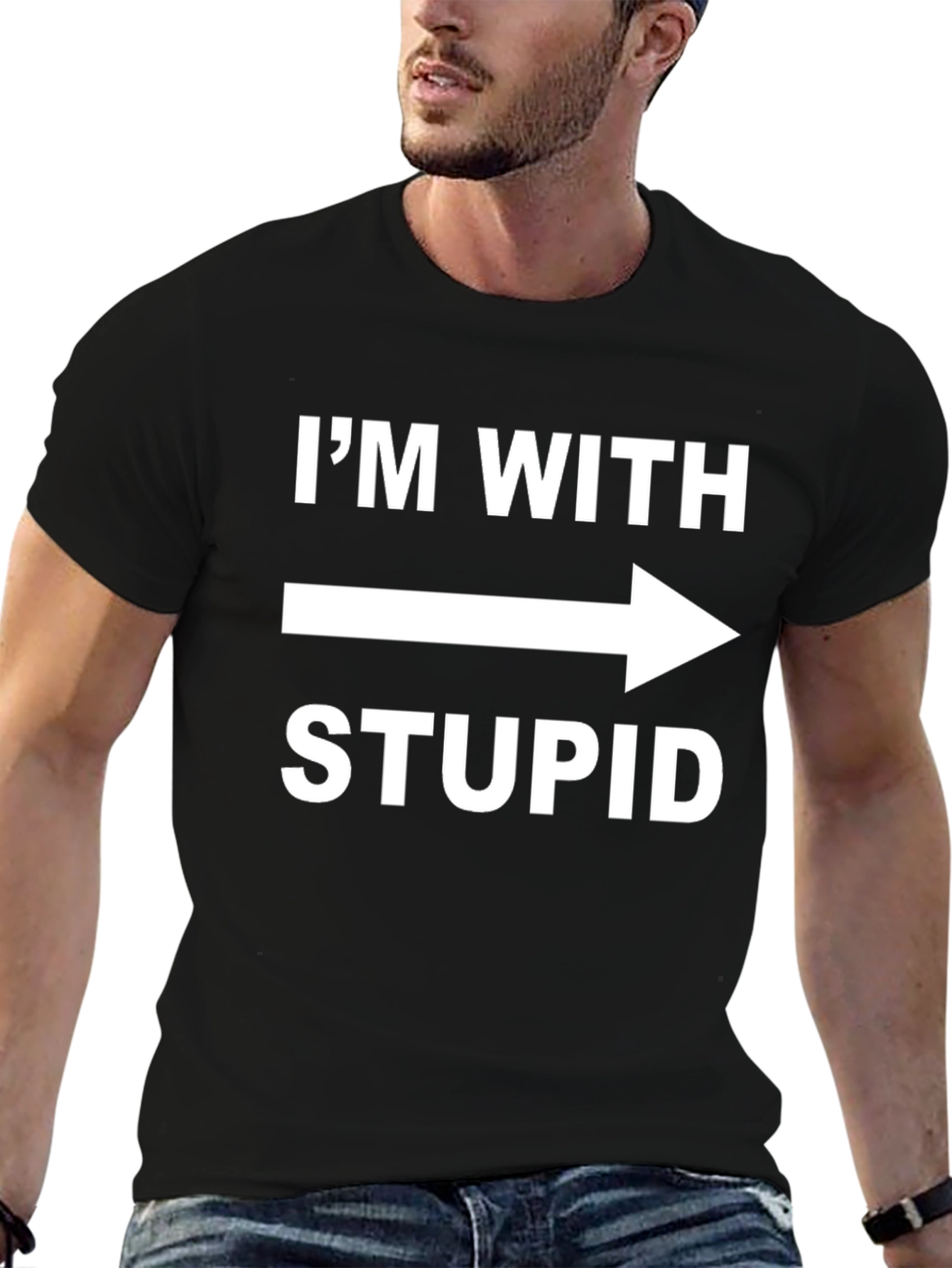 Black I'm With Stupid T-Shirt view 6