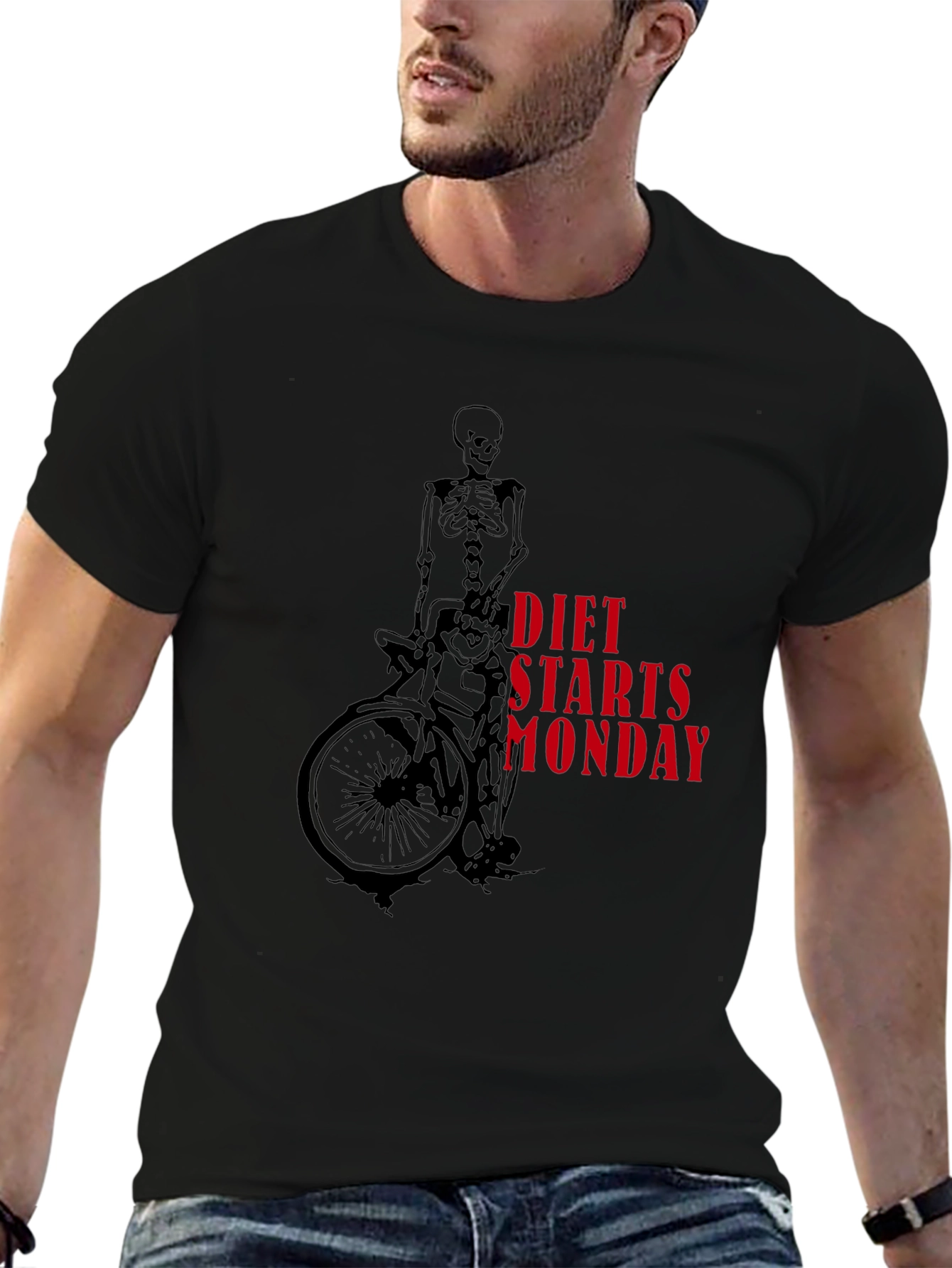 Black Diet Starts Monday Skeleton T-Shirt view 6